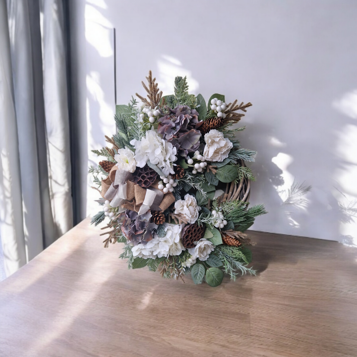 Winter, naturally colored door wreath