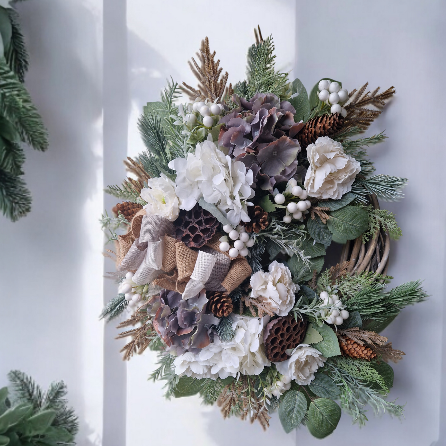 Winter, naturally colored door wreath