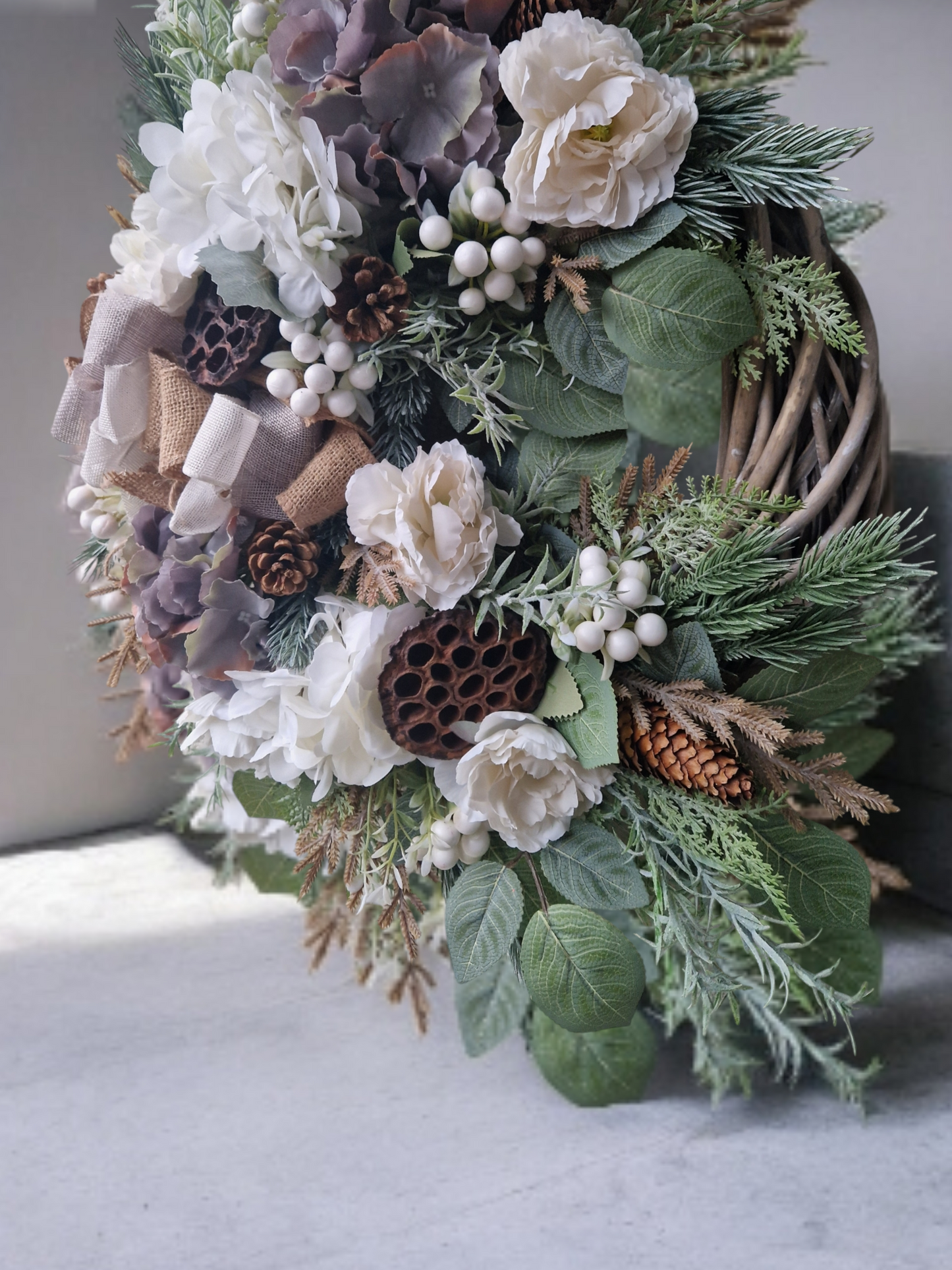 Winter, naturally colored door wreath