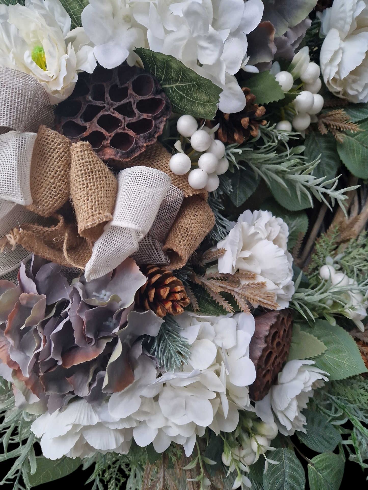 Winter, naturally colored door wreath