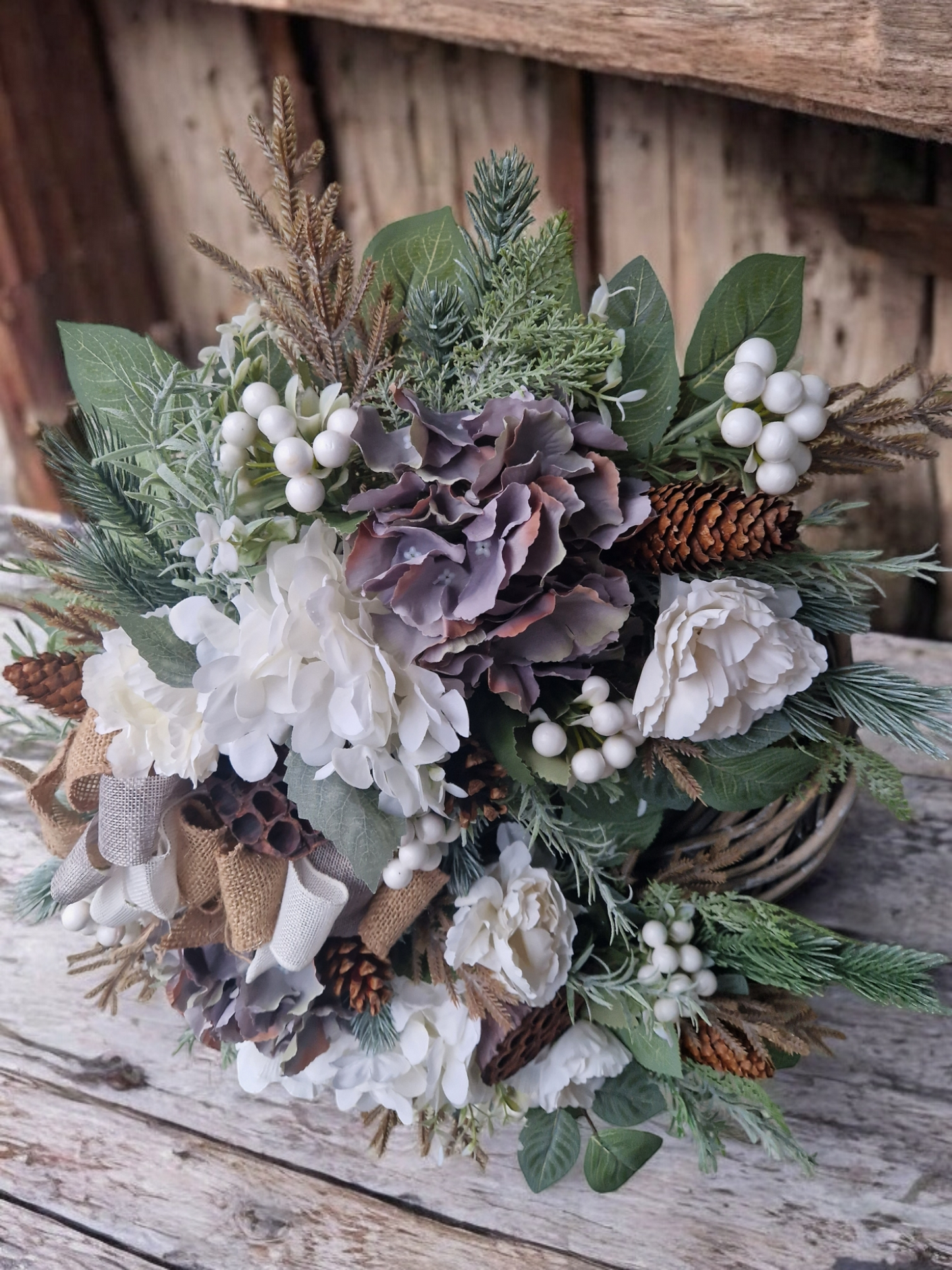 Winter, naturally colored door wreath