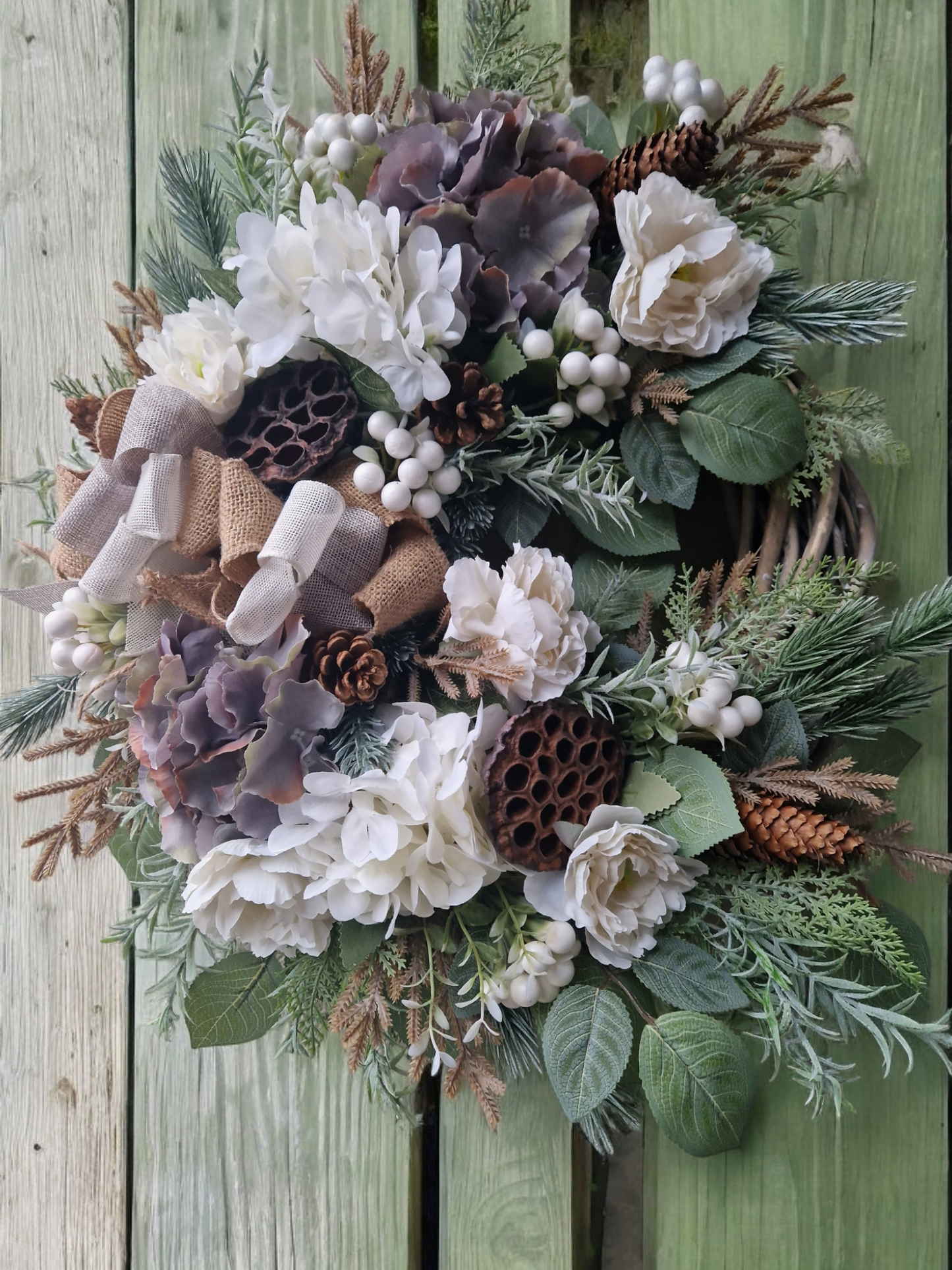 Winter, naturally colored door wreath