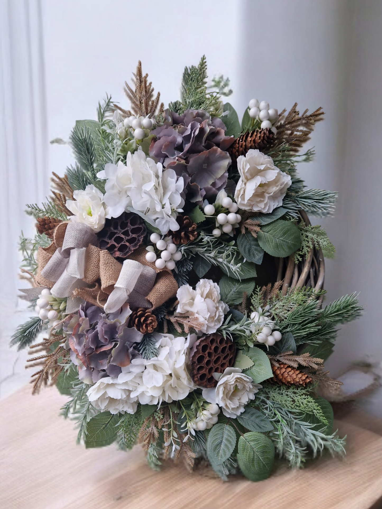 Winter, naturally colored door wreath