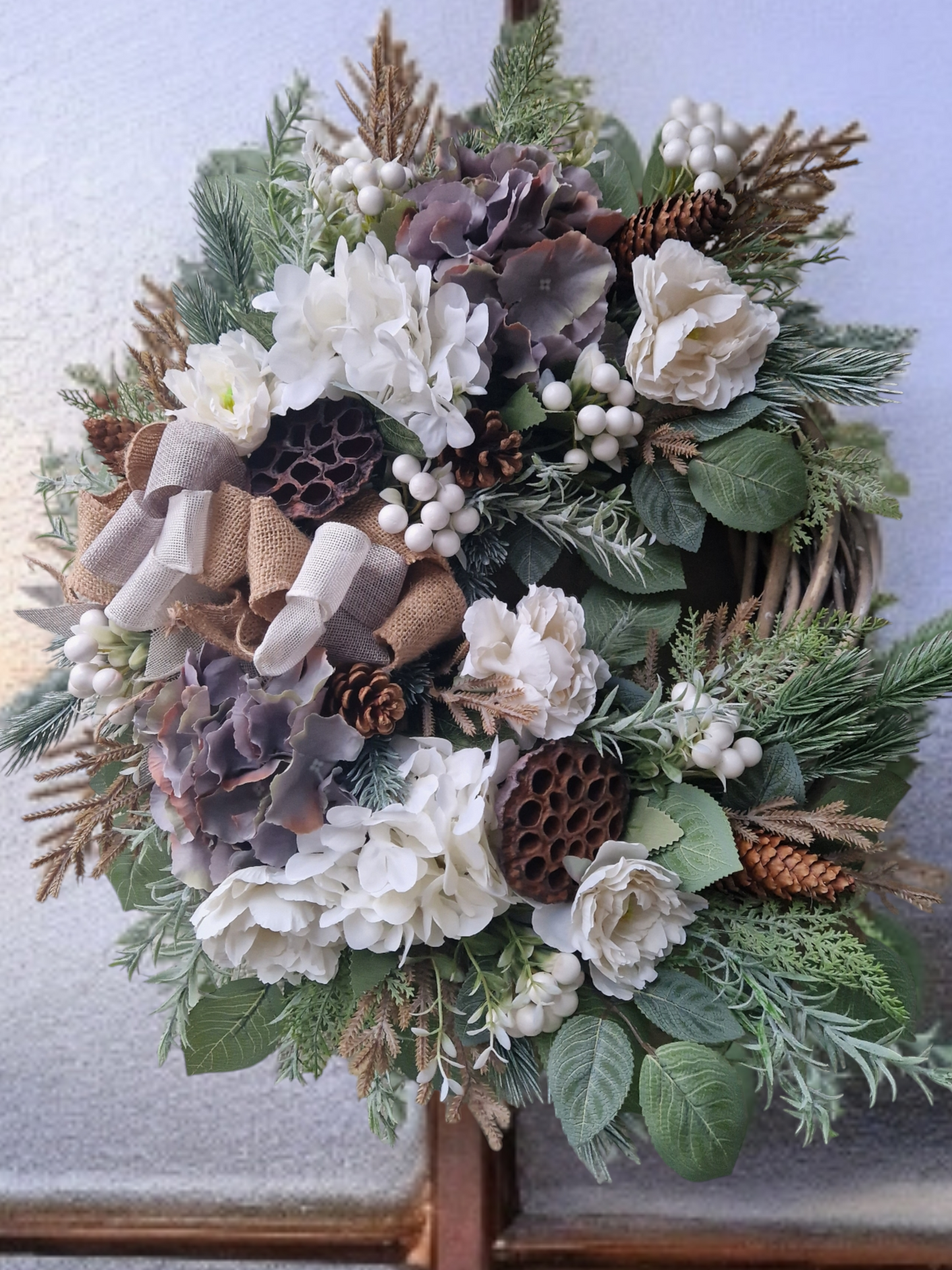 Winter, naturally colored door wreath