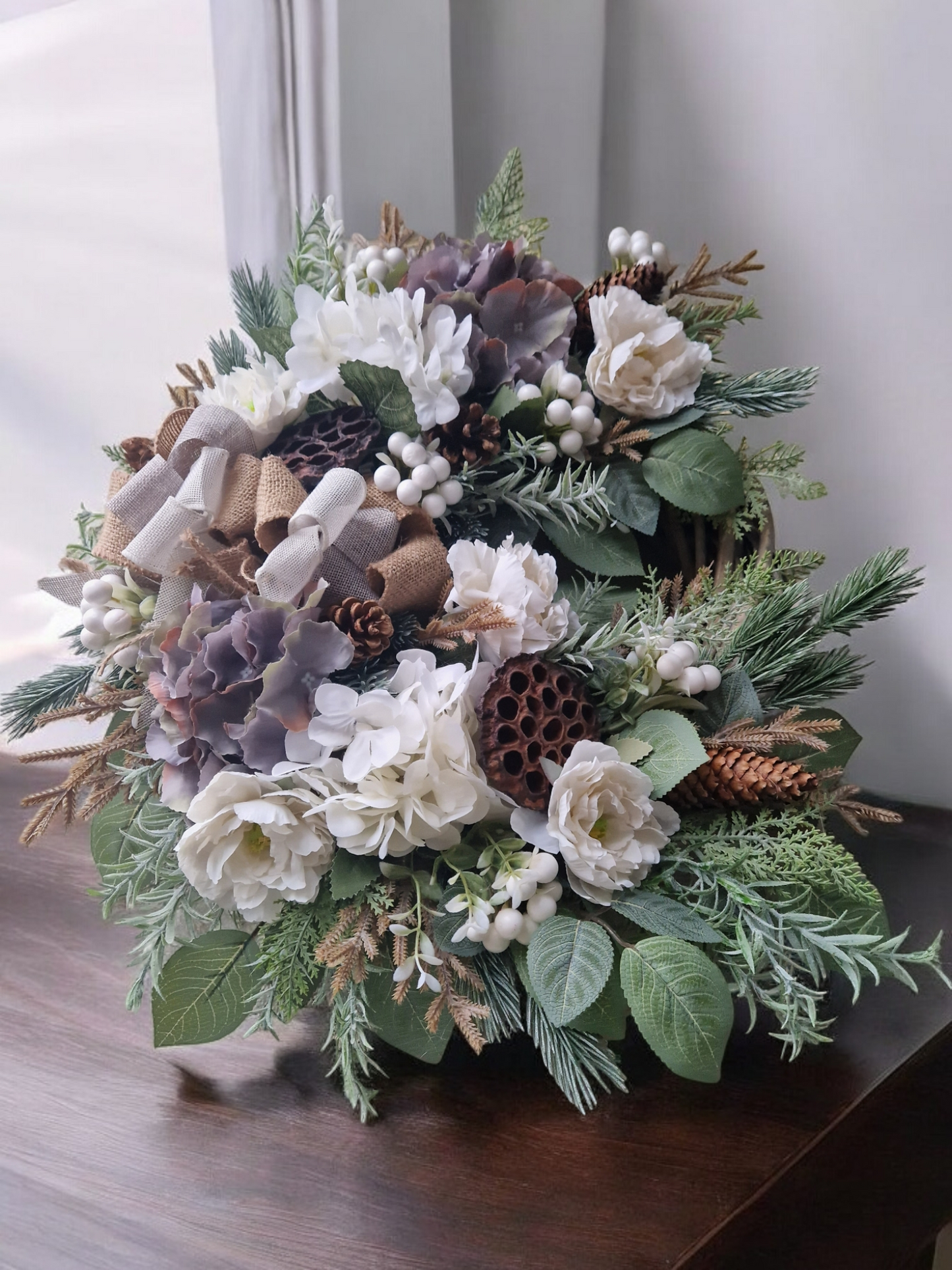 Winter, naturally colored door wreath