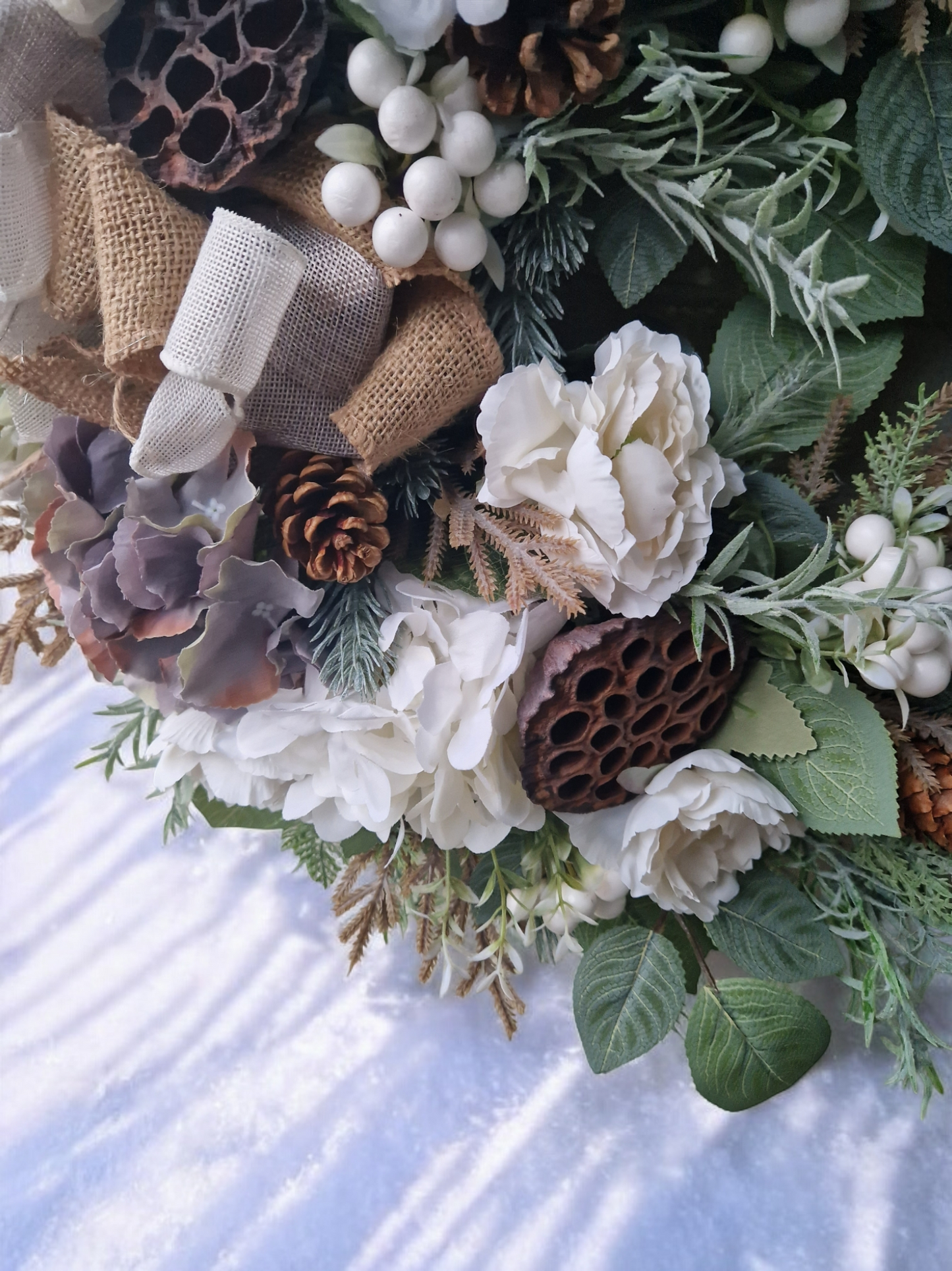 Winter, naturally colored door wreath