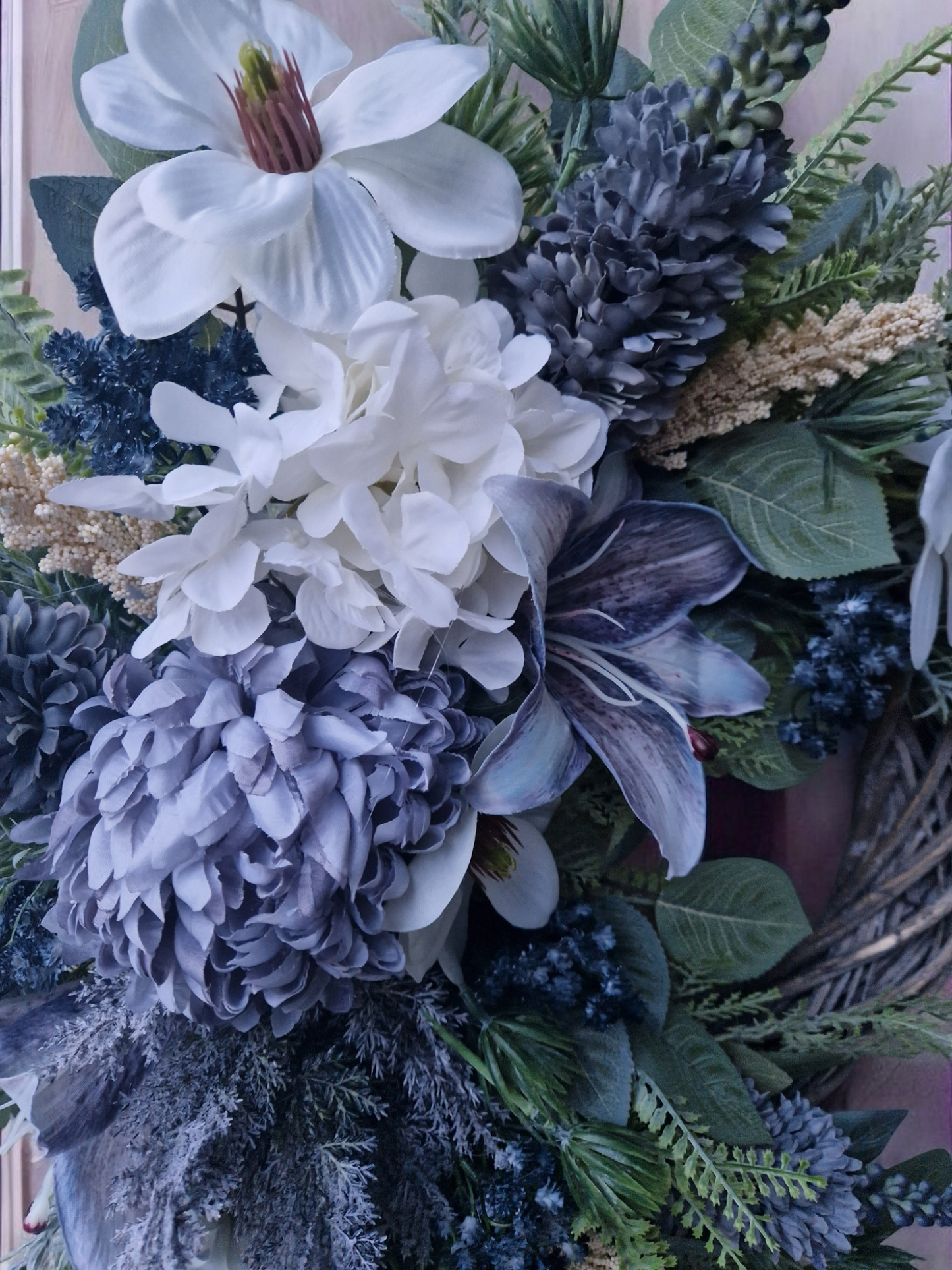 Blue/cream door wreath