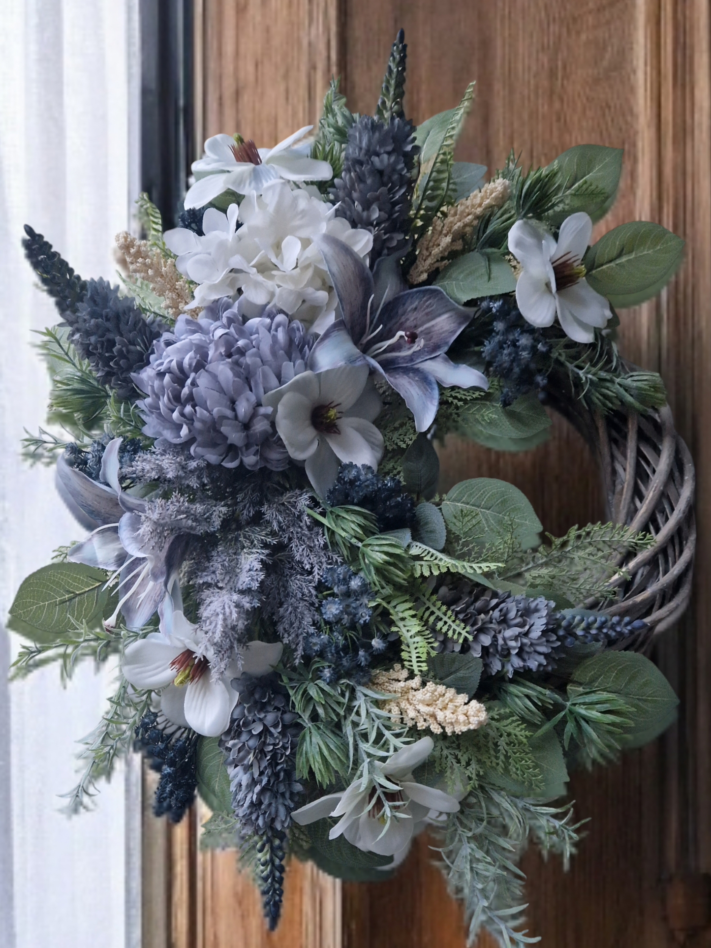 Blue/cream door wreath