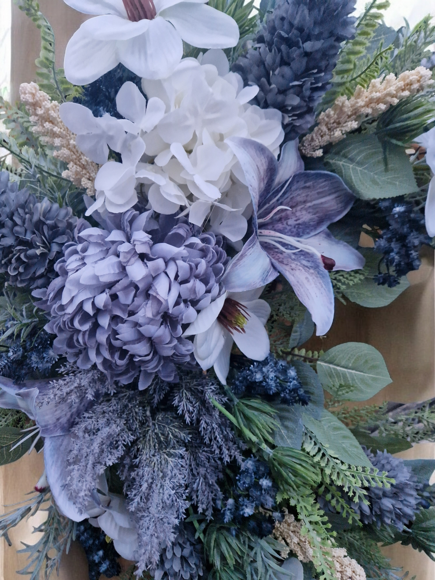 Blue/cream door wreath