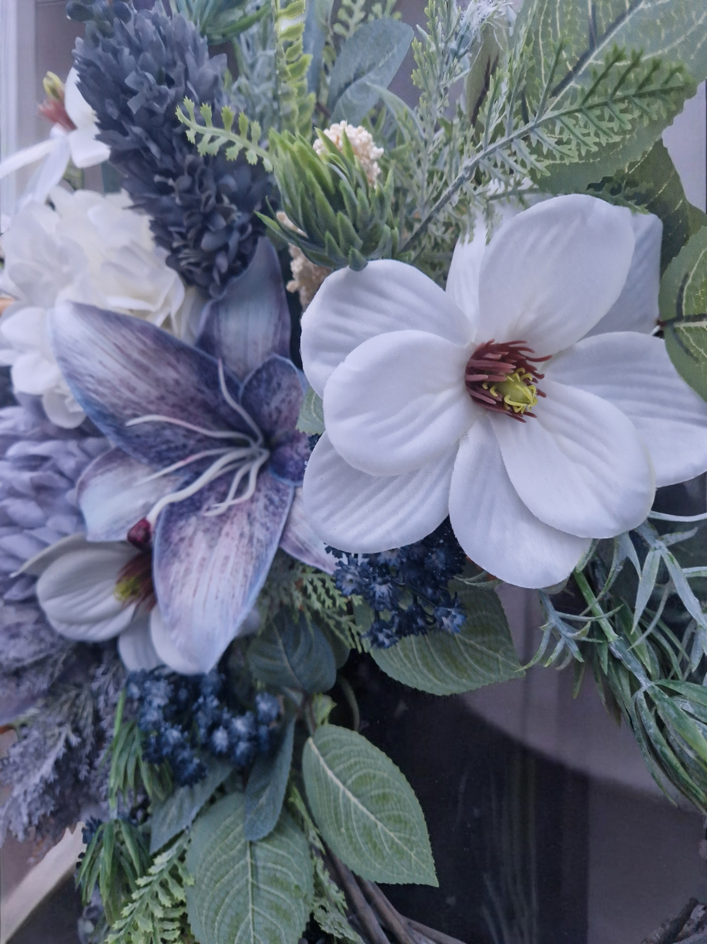 Blue/cream door wreath