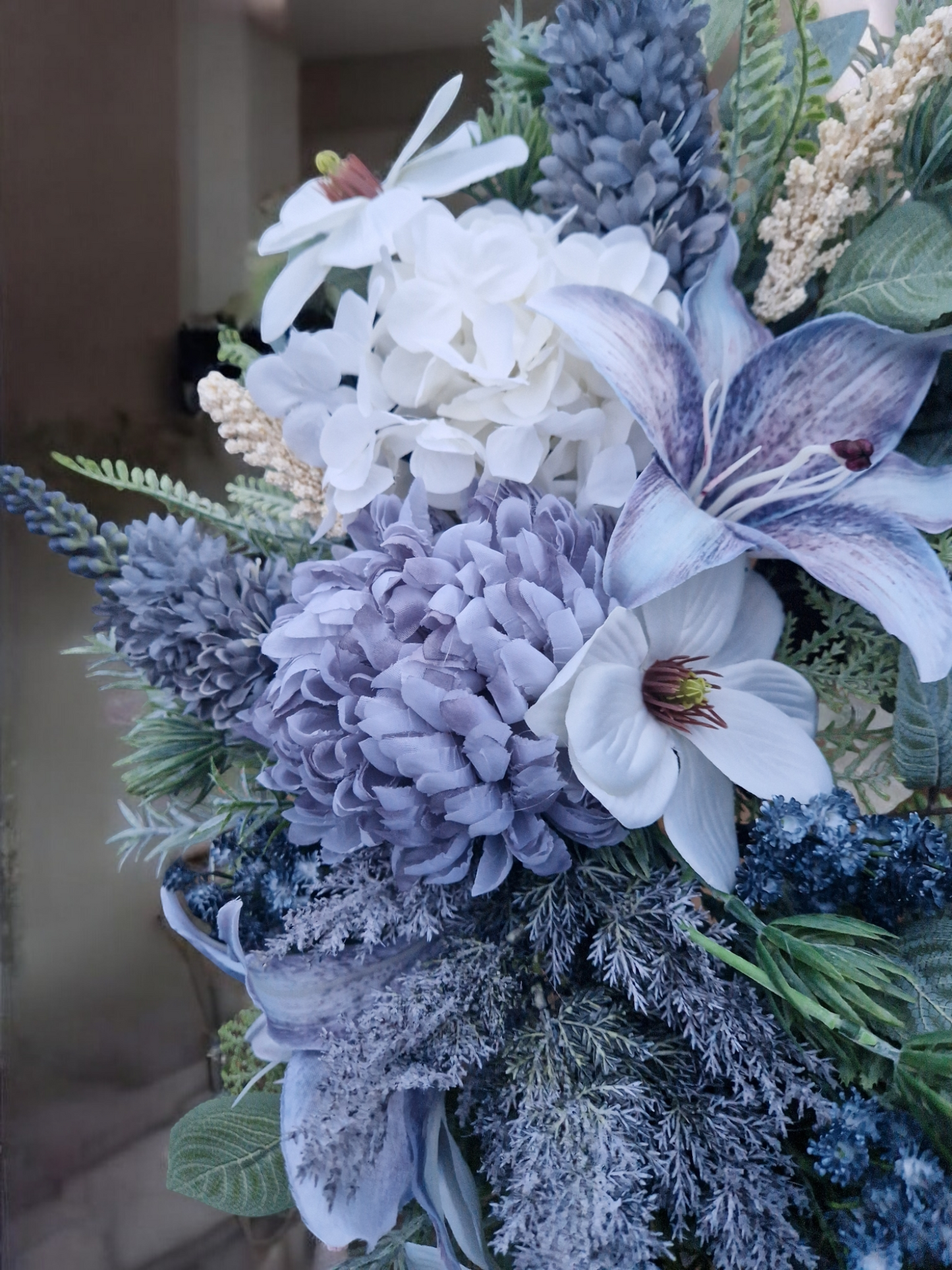 Blue/cream door wreath