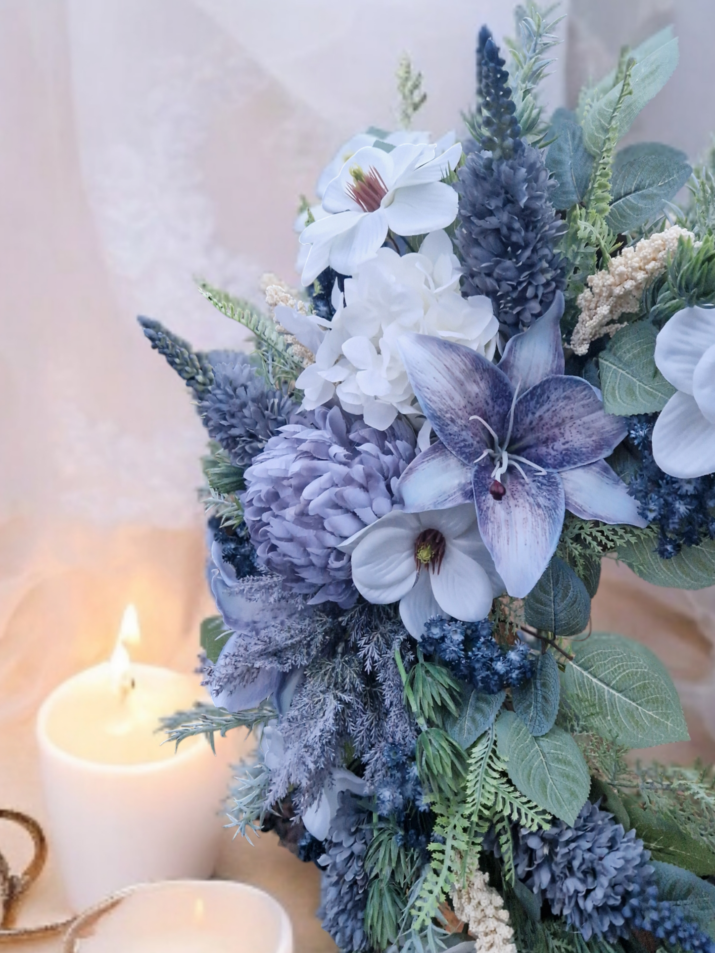 Blue/cream door wreath