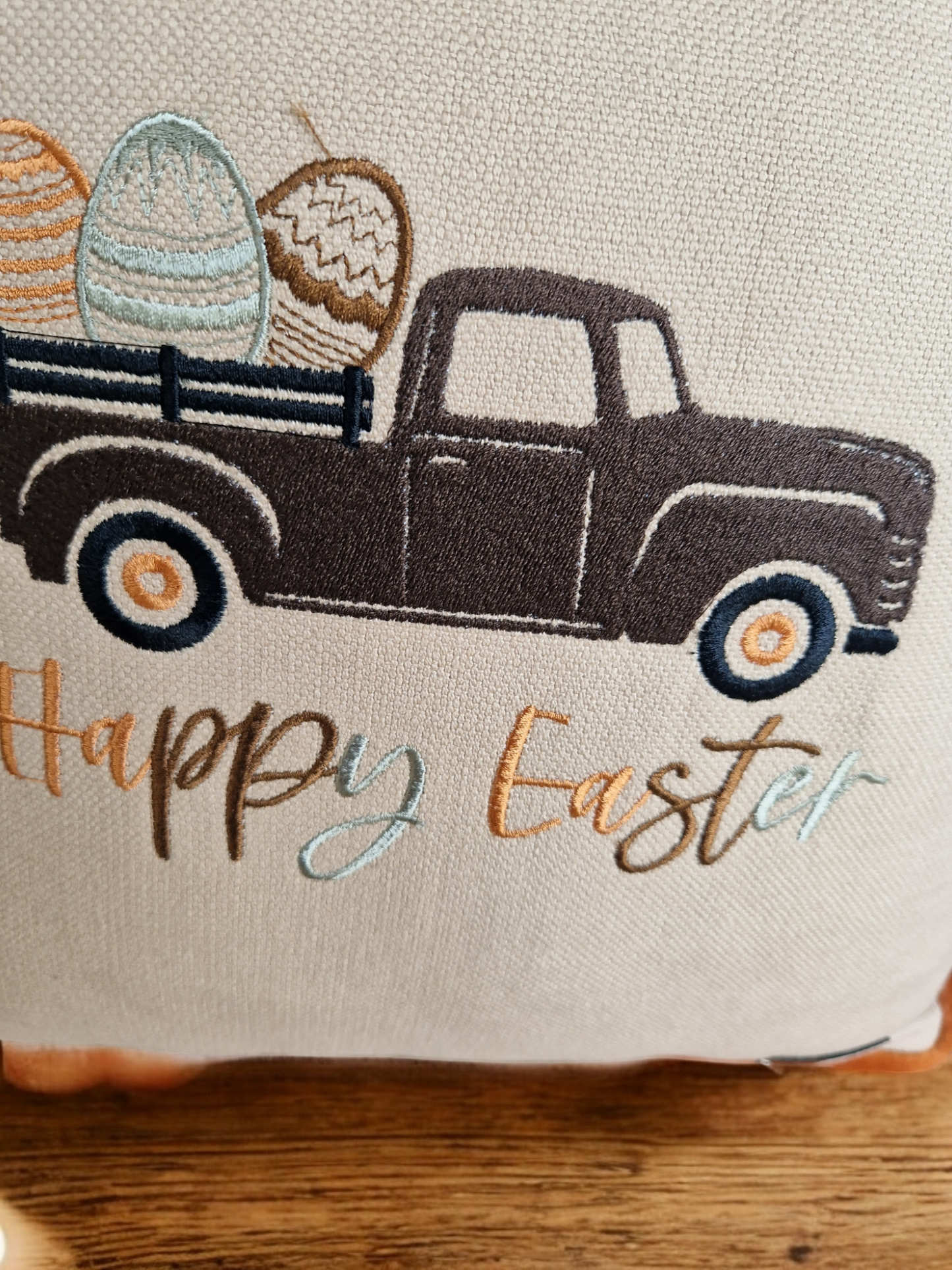 Easter embroidered cushion