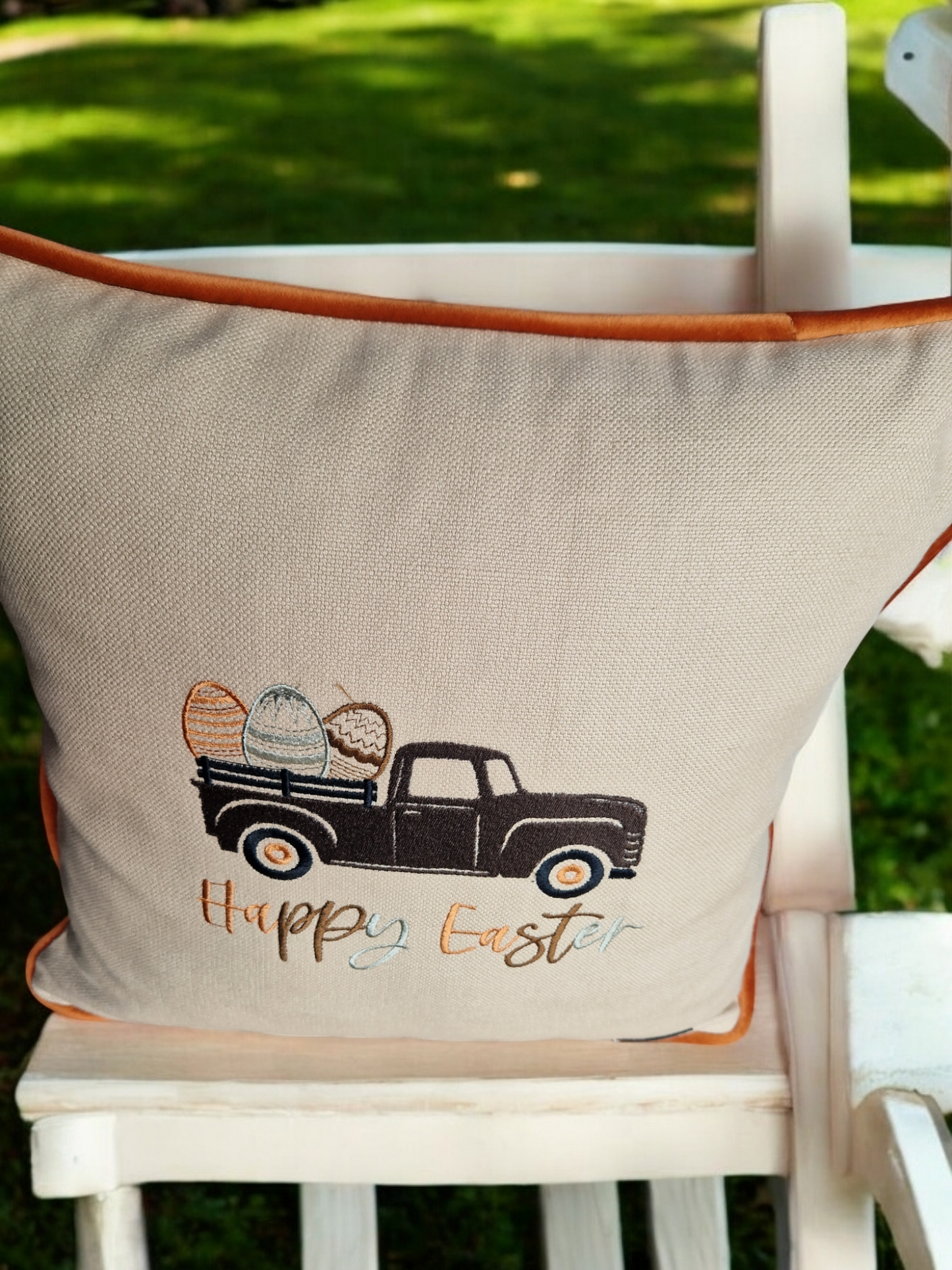 Easter embroidered cushion