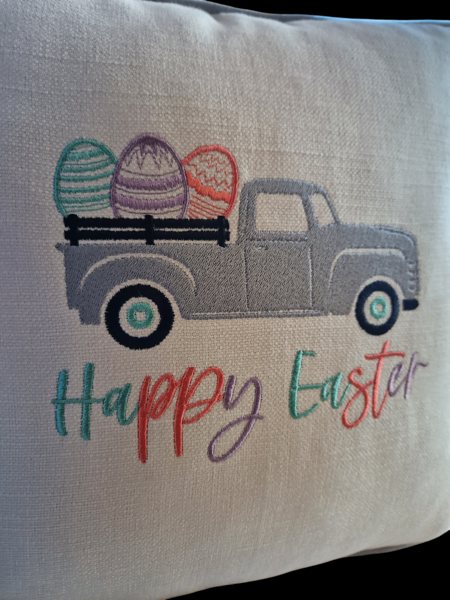 Easter embroidered cushion