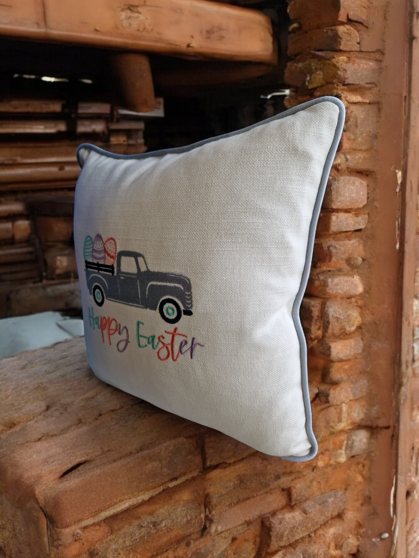 Easter embroidered cushion