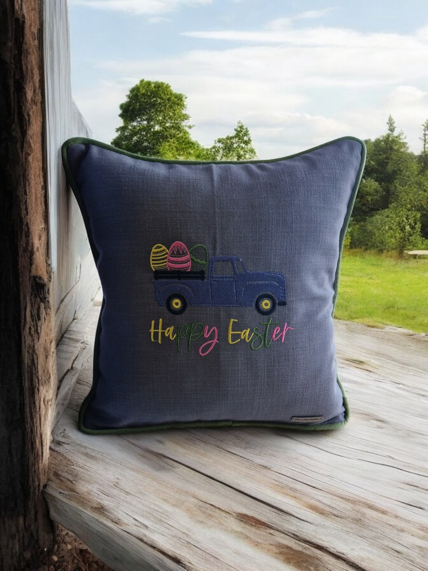 Easter embroidered cushion