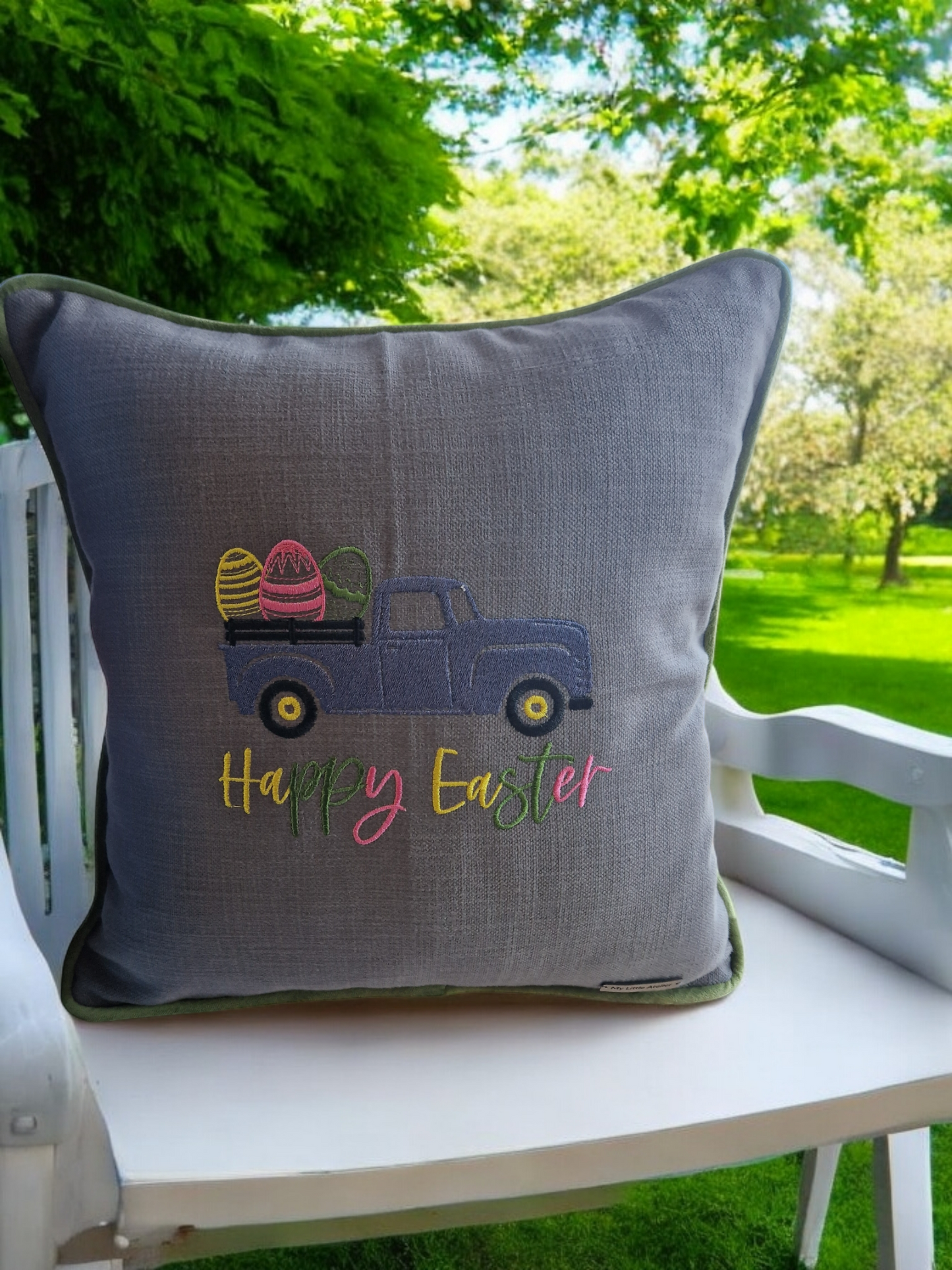 Easter embroidered cushion