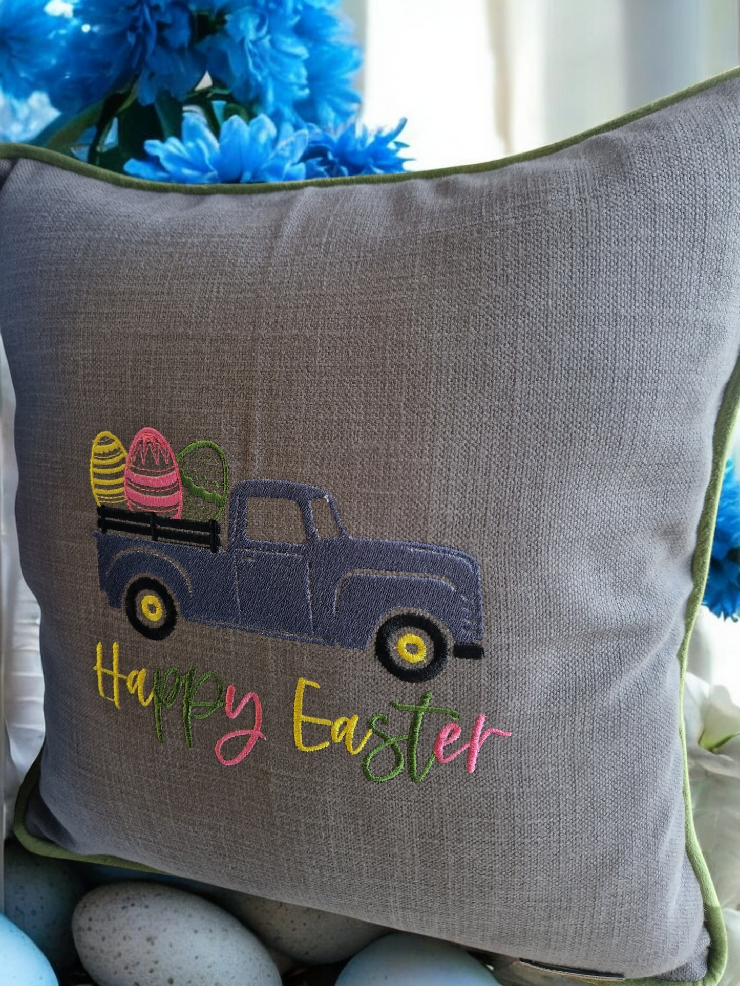 Easter embroidered cushion