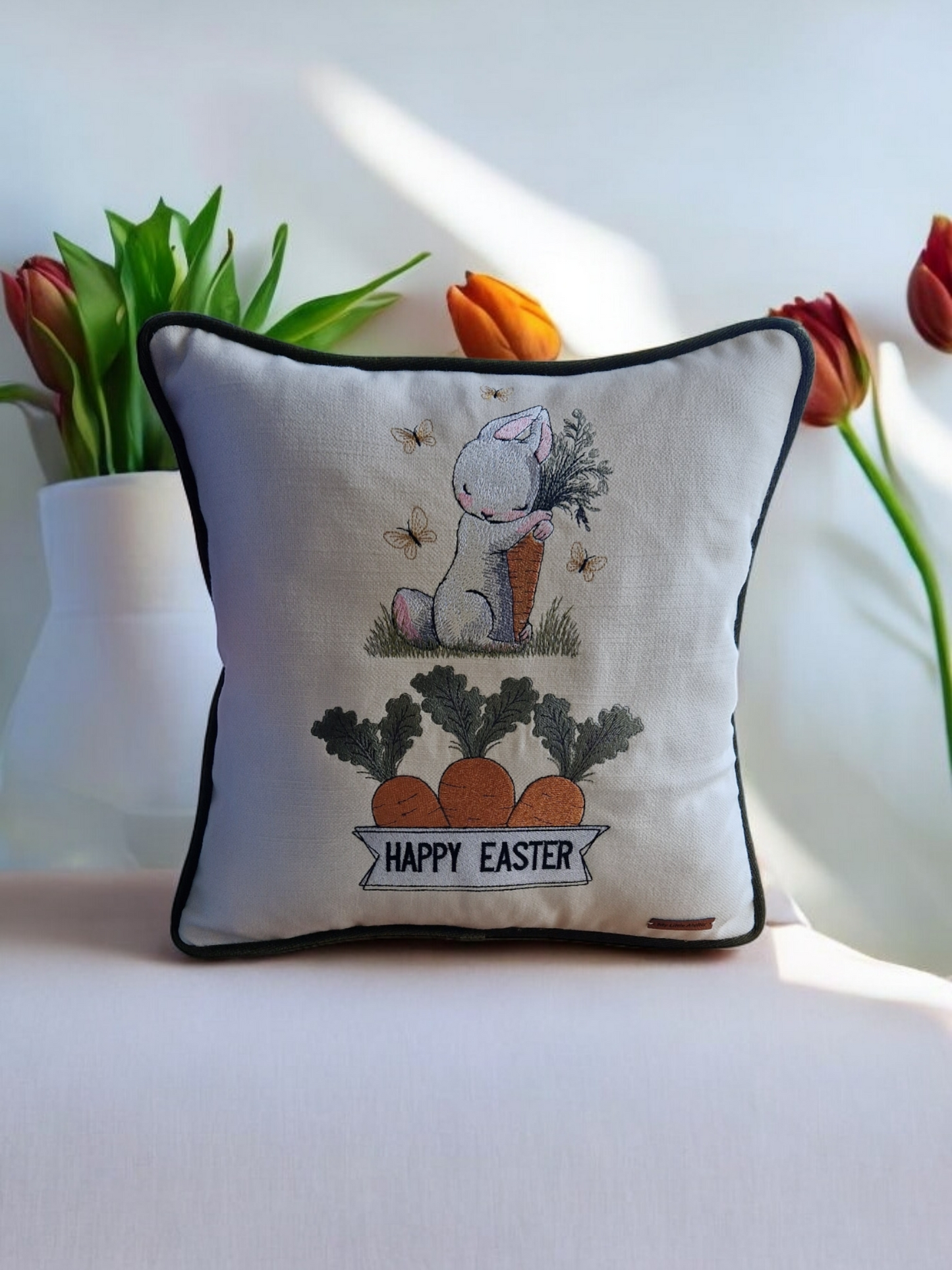 Easter embroidered cushion