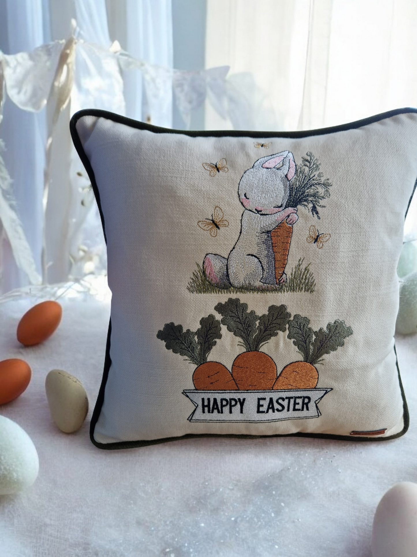 Easter embroidered cushion