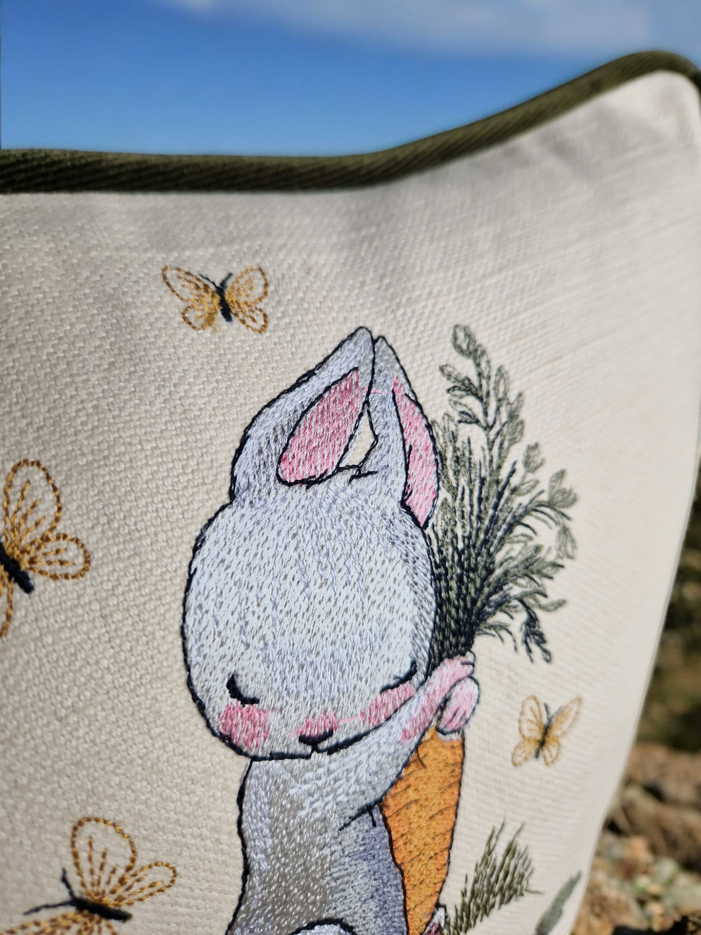 Easter embroidered cushion