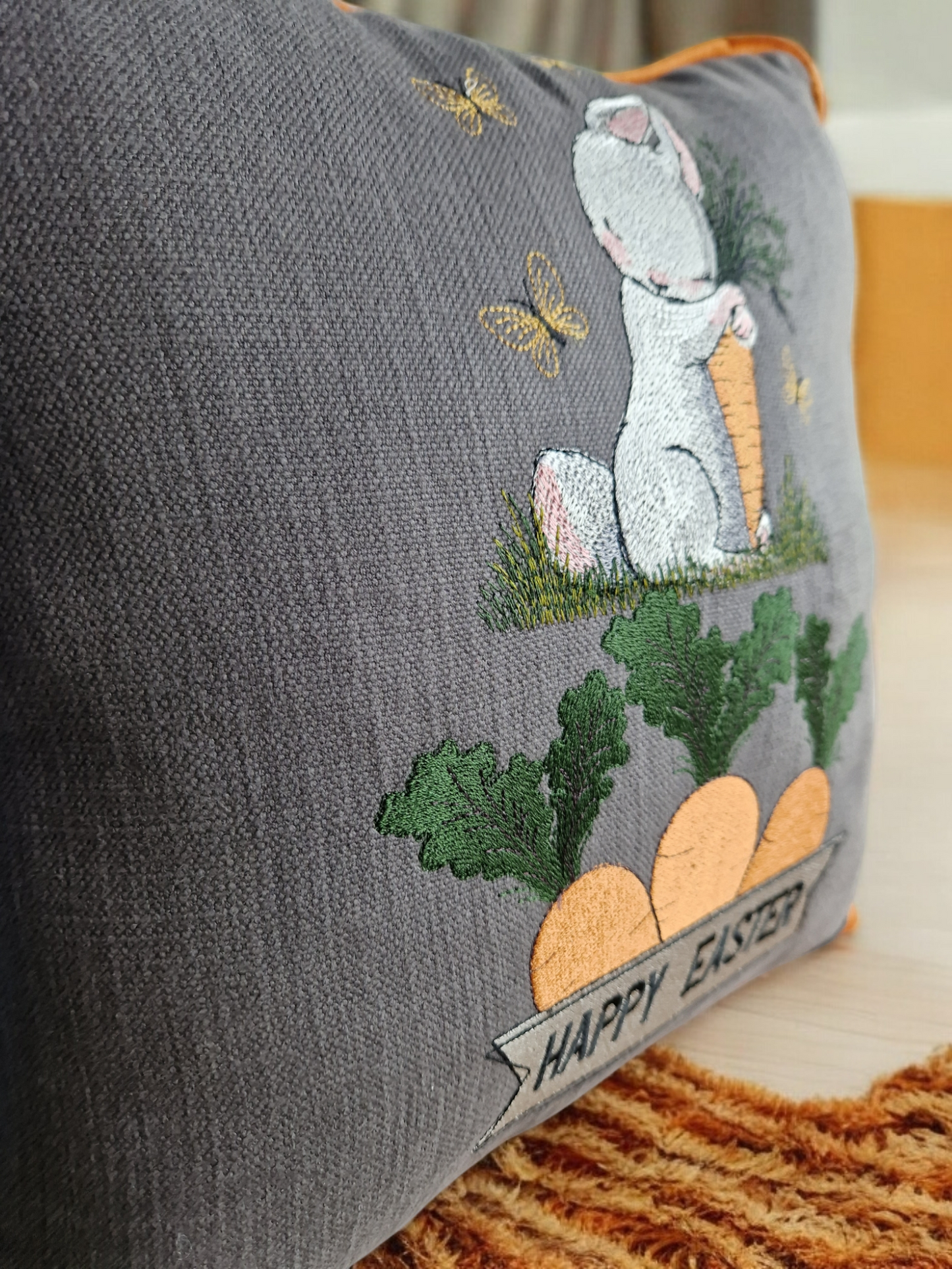 Easter embroidered cushion