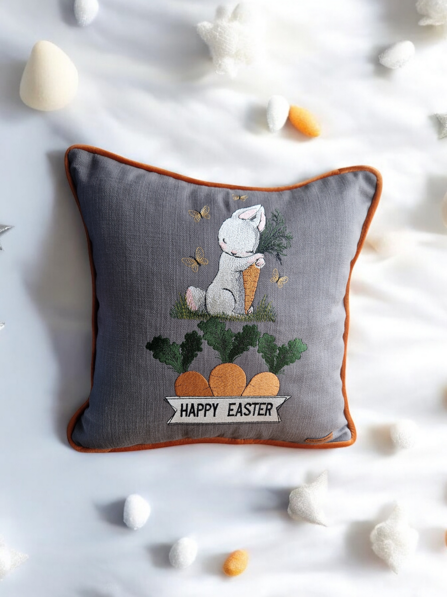 Easter embroidered cushion