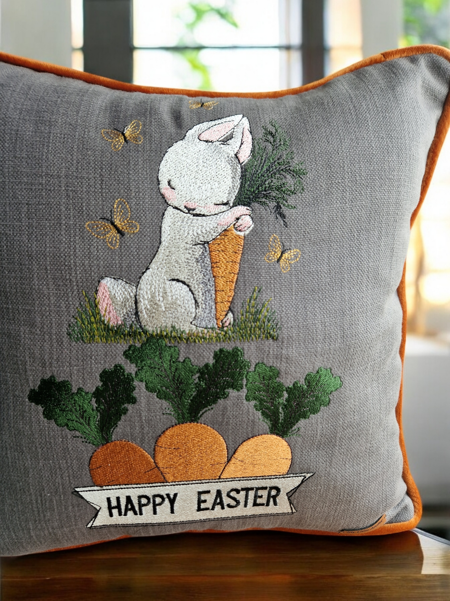 Easter embroidered cushion