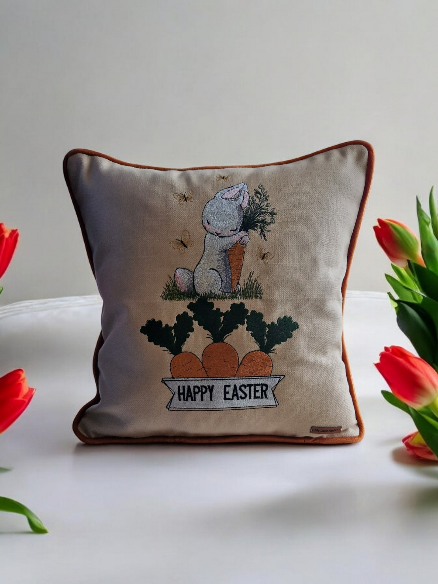 Easter embroidered cushion