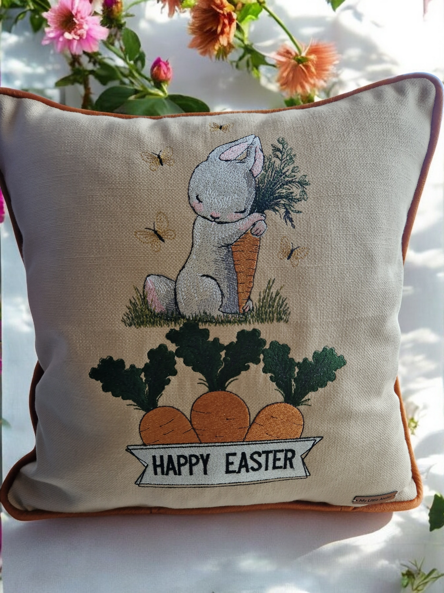 Easter embroidered cushion