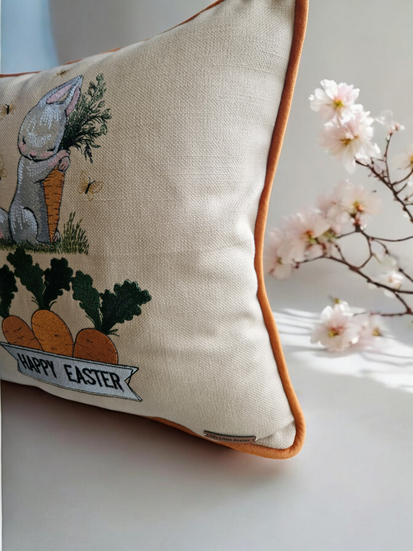 Easter embroidered cushion