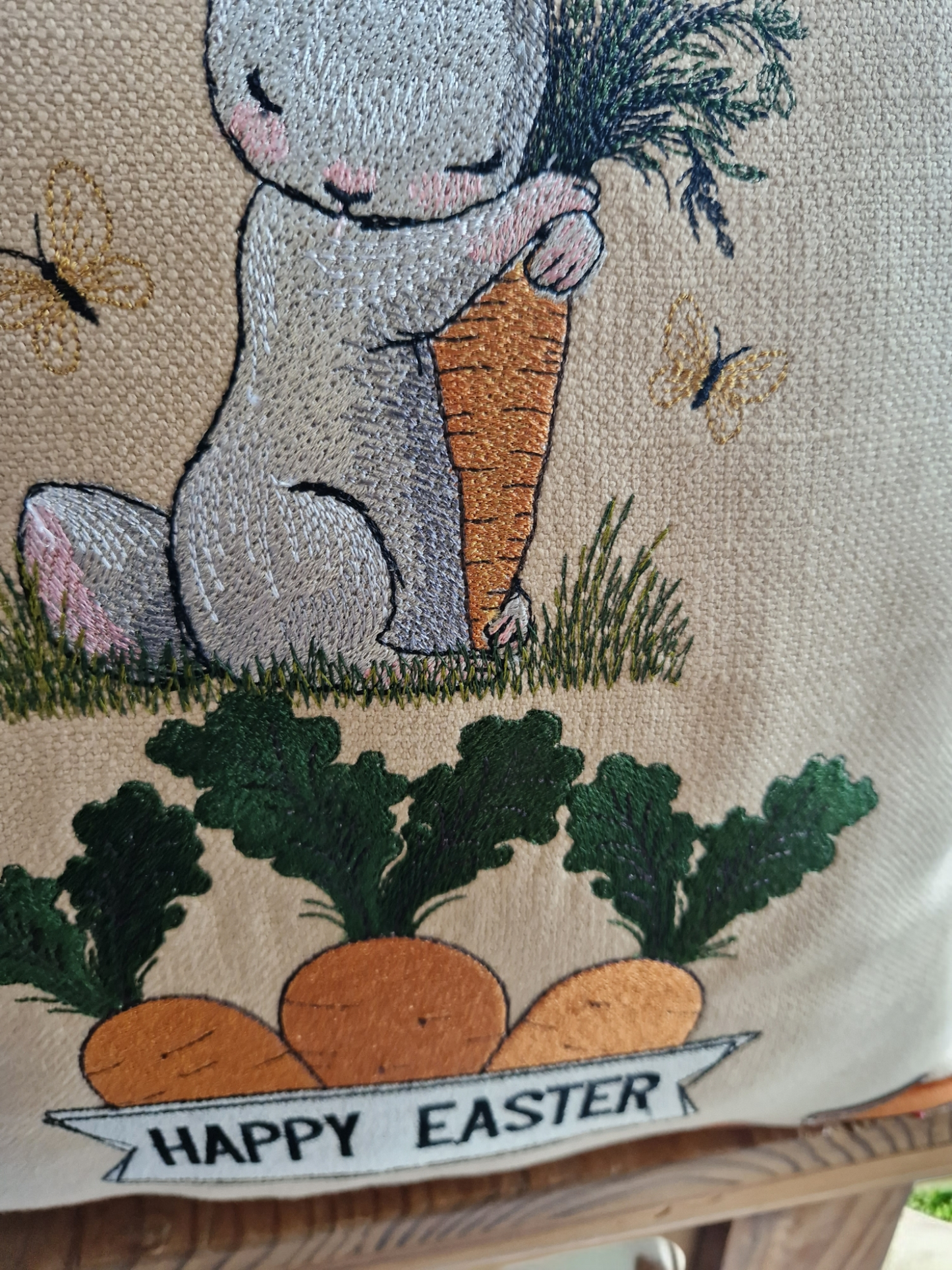 Easter embroidered cushion