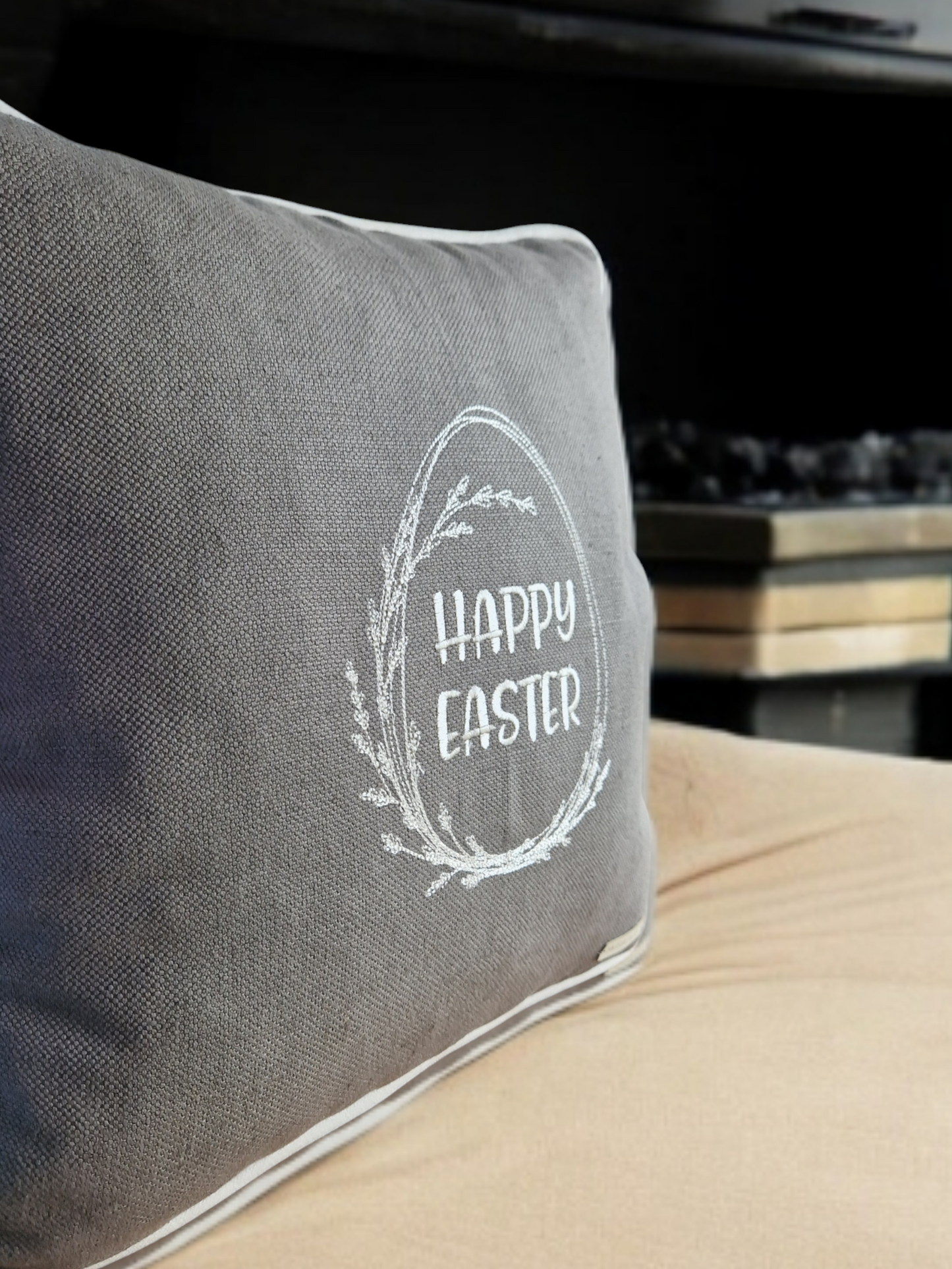 Easter embroidered cushion