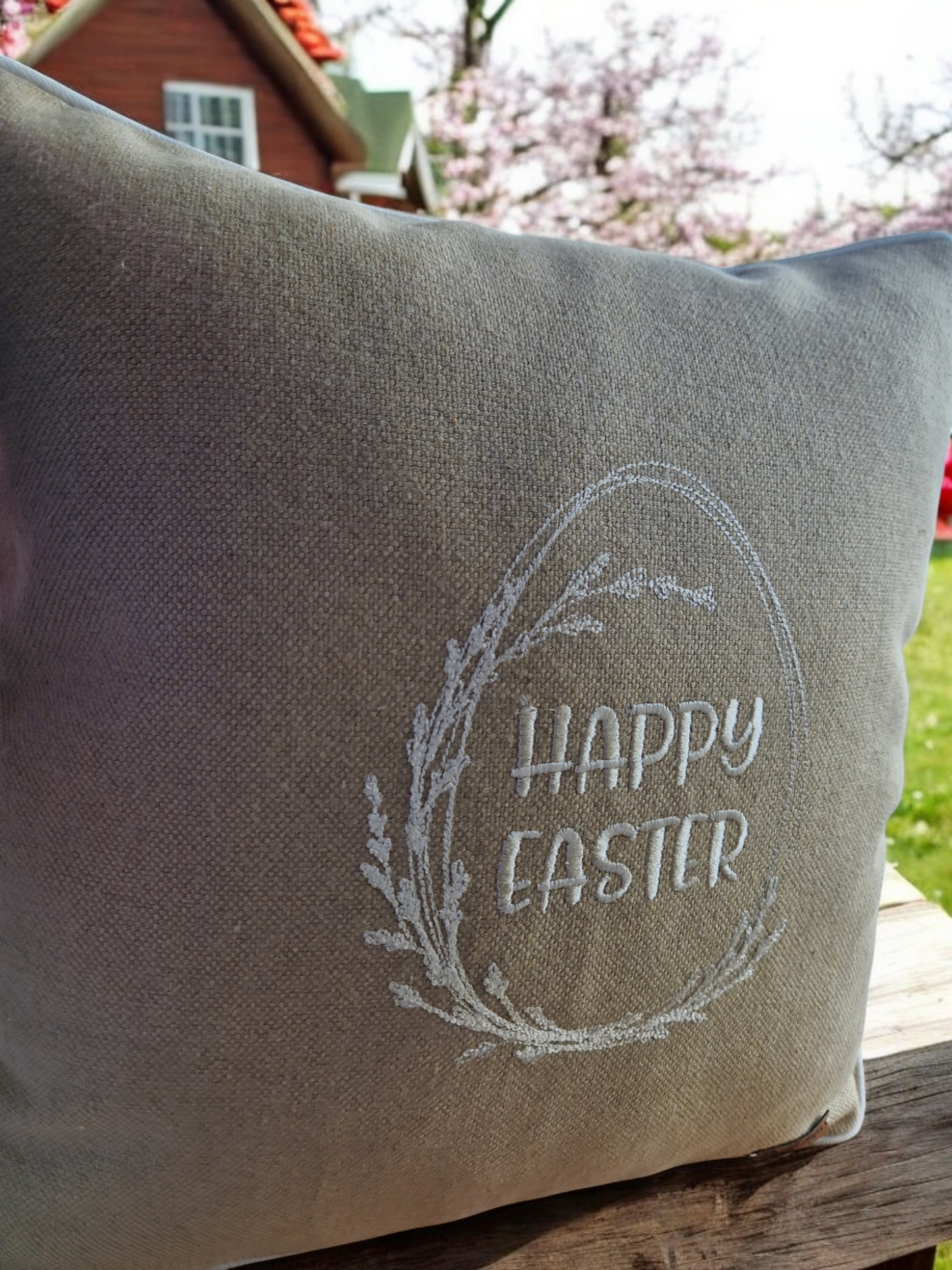 Easter embroidered cushion