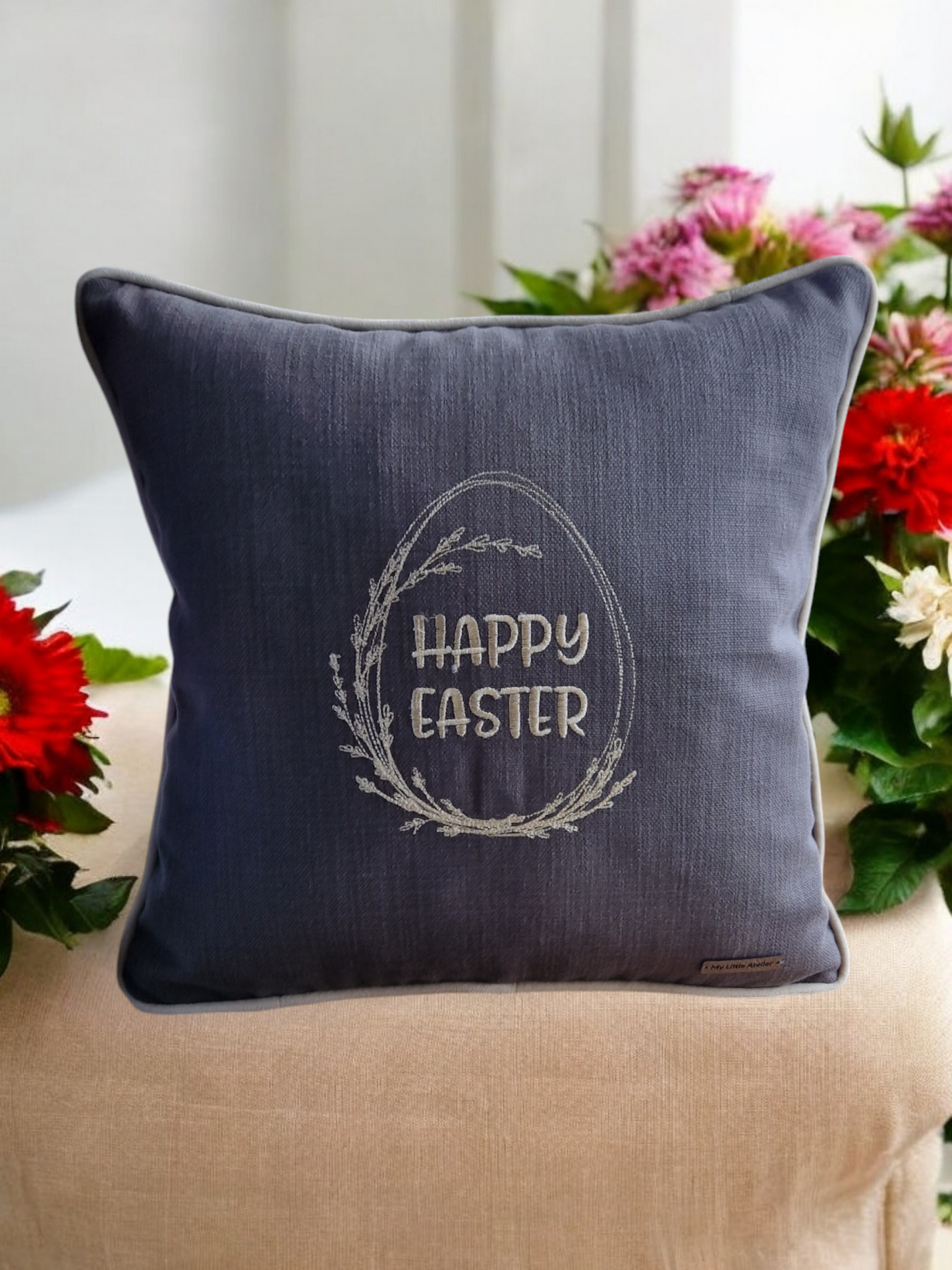 Easter embroidered cushion