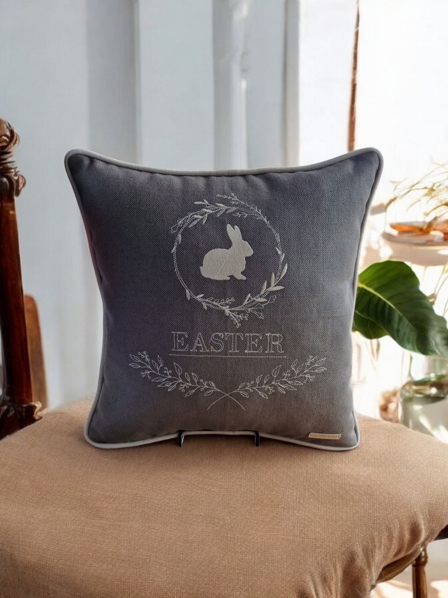 Easter embroidered cushion