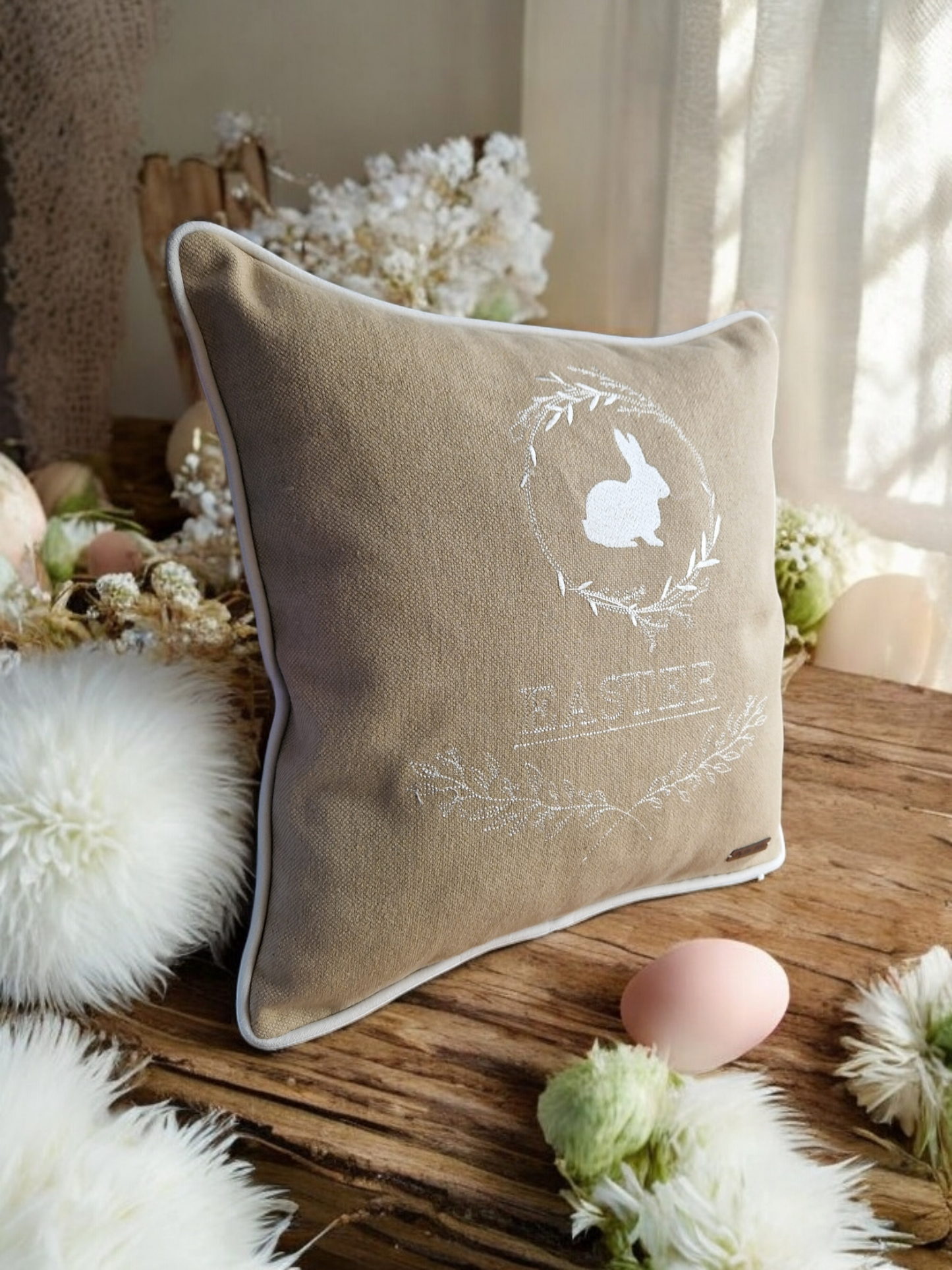 Easter embroidered cushion