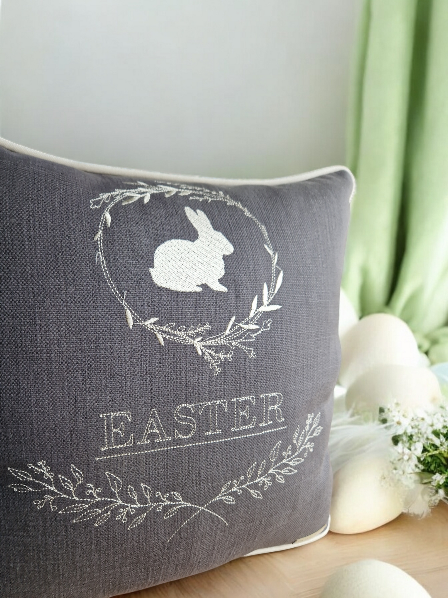 Easter embroidered cushion