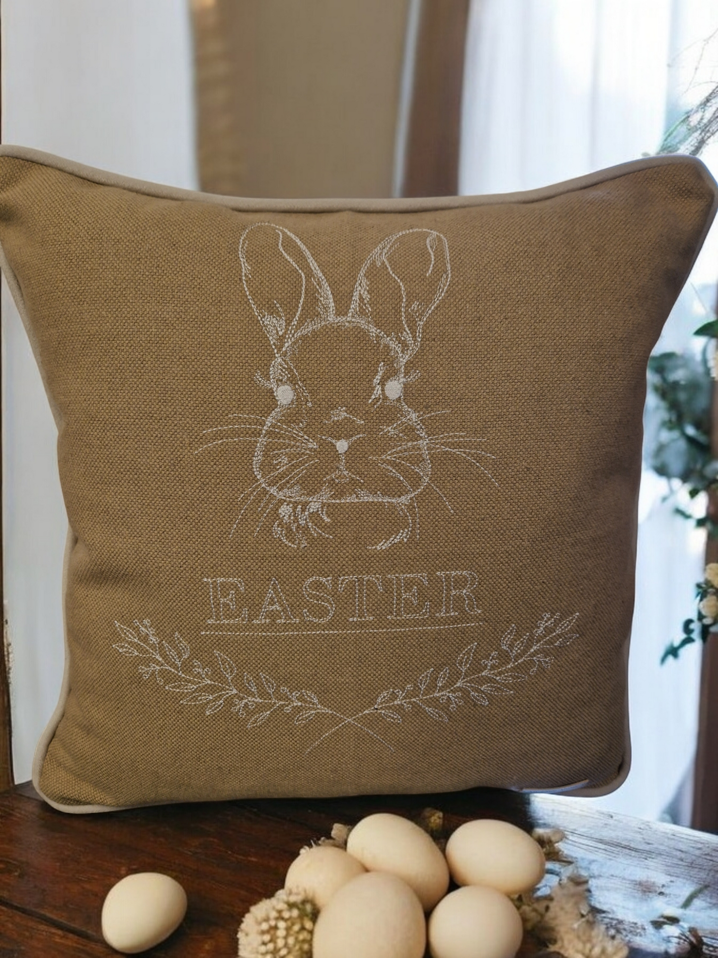 Easter embroidered cushion