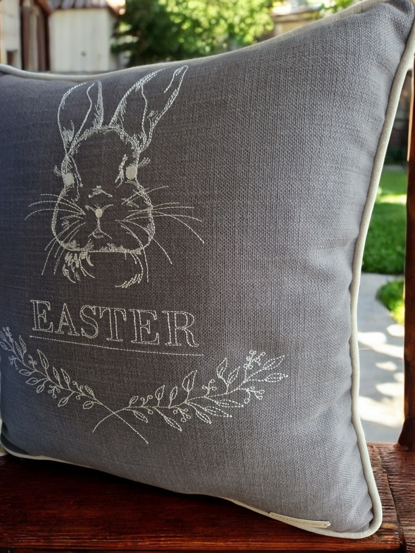 Easter embroidered cushion