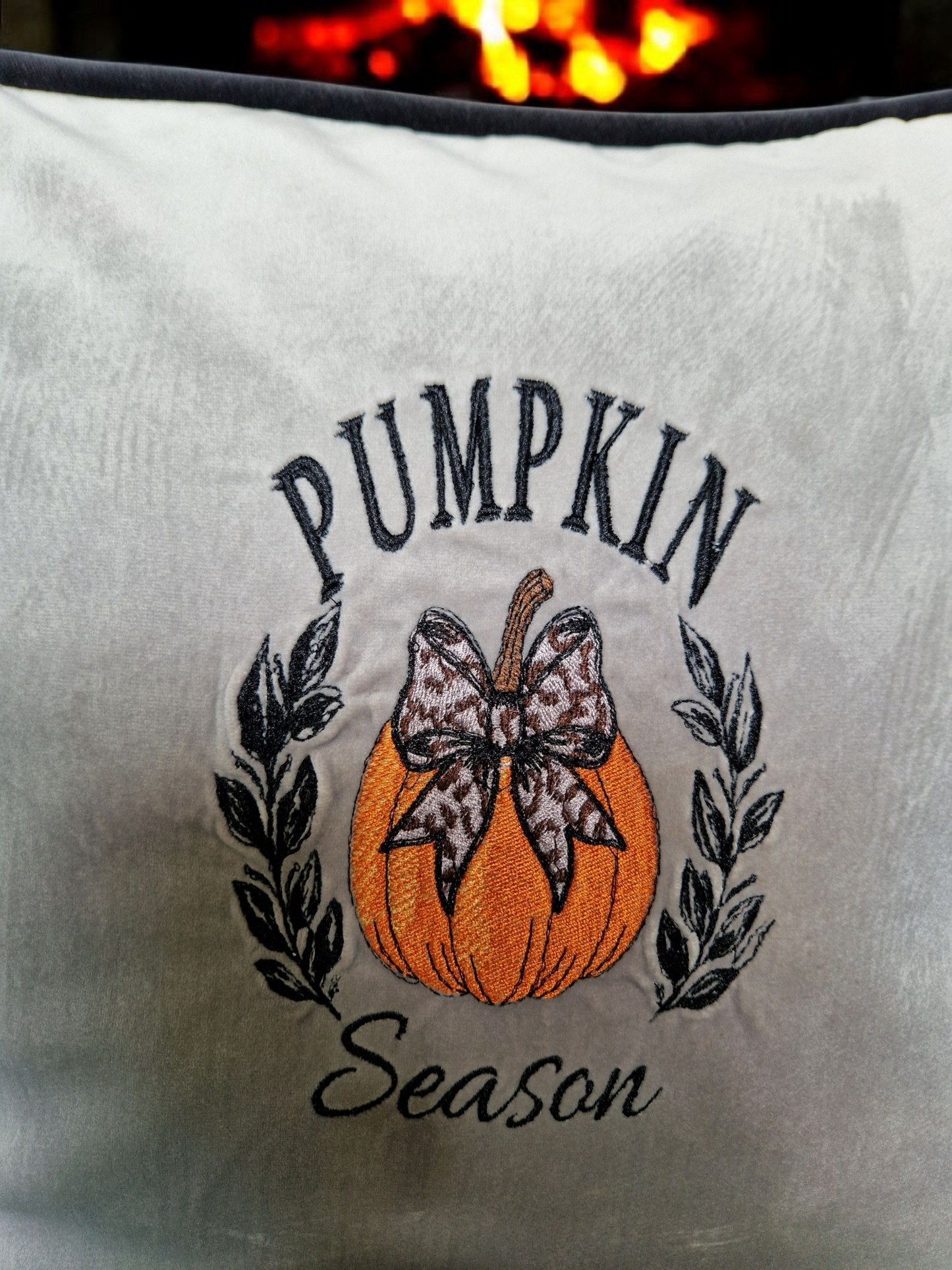 Embroidered Autumn Cushion