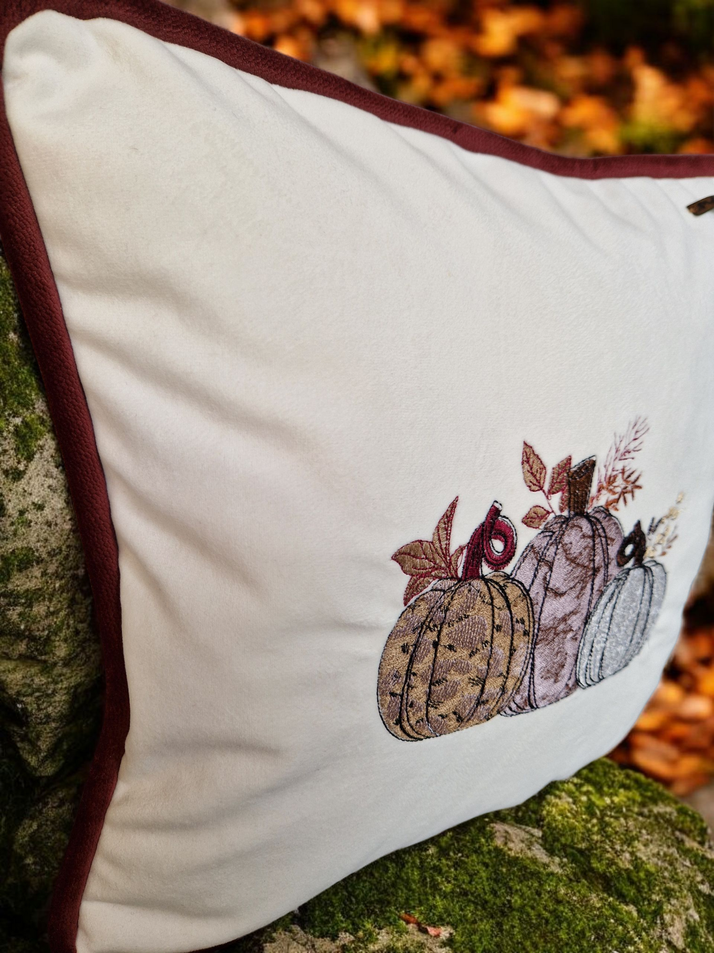 Embroidered Autumn Cushion