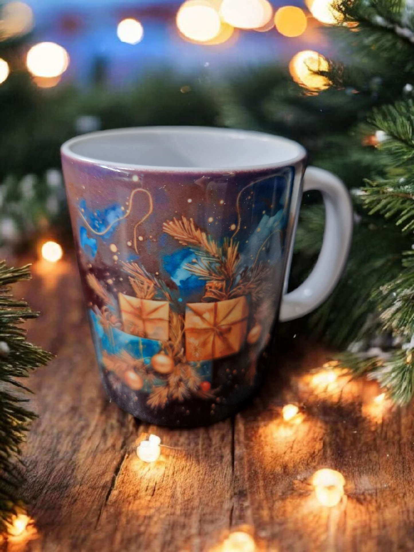 Christmas blue mugs gift box