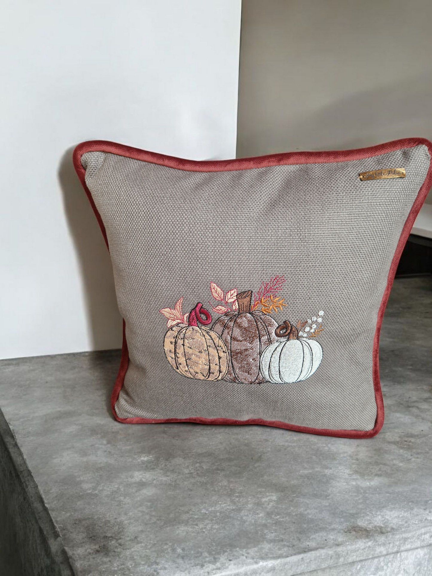 Embroidered Autumn Cushion