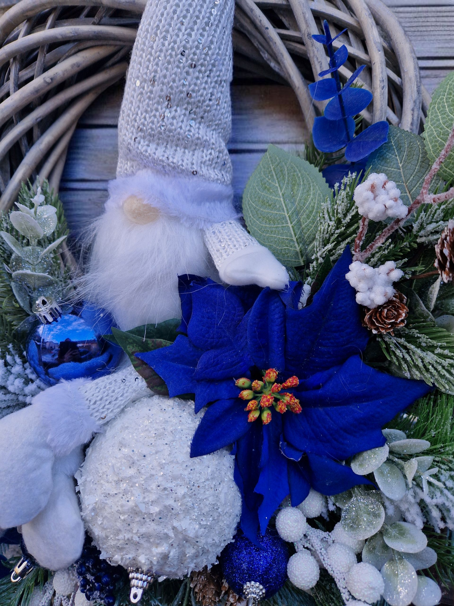 Christmas blue door wreath