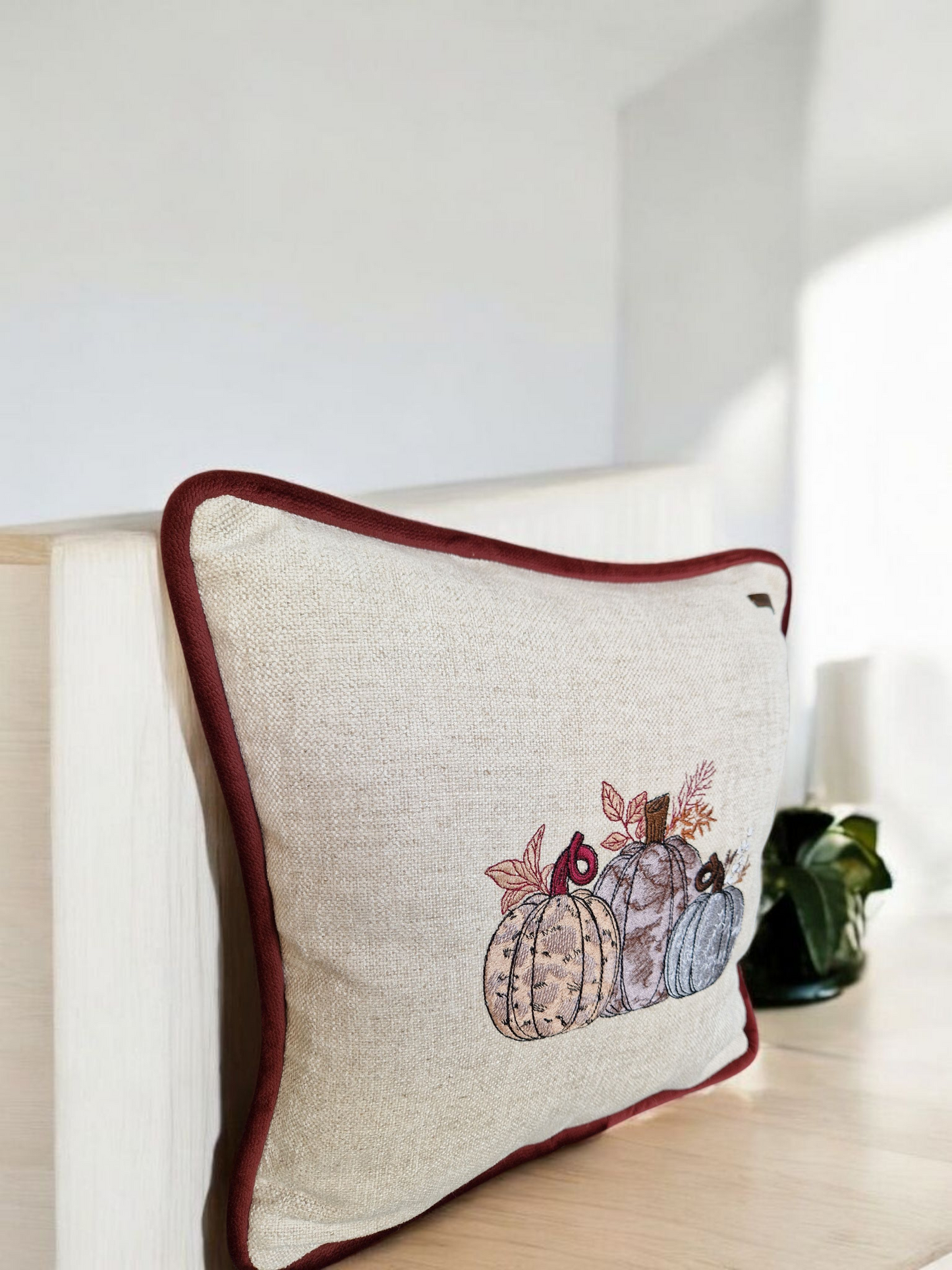 Embroidered Autumn Cushion
