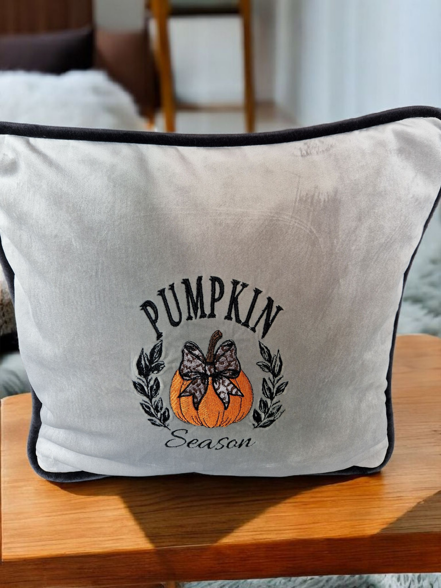 Embroidered Autumn Cushion