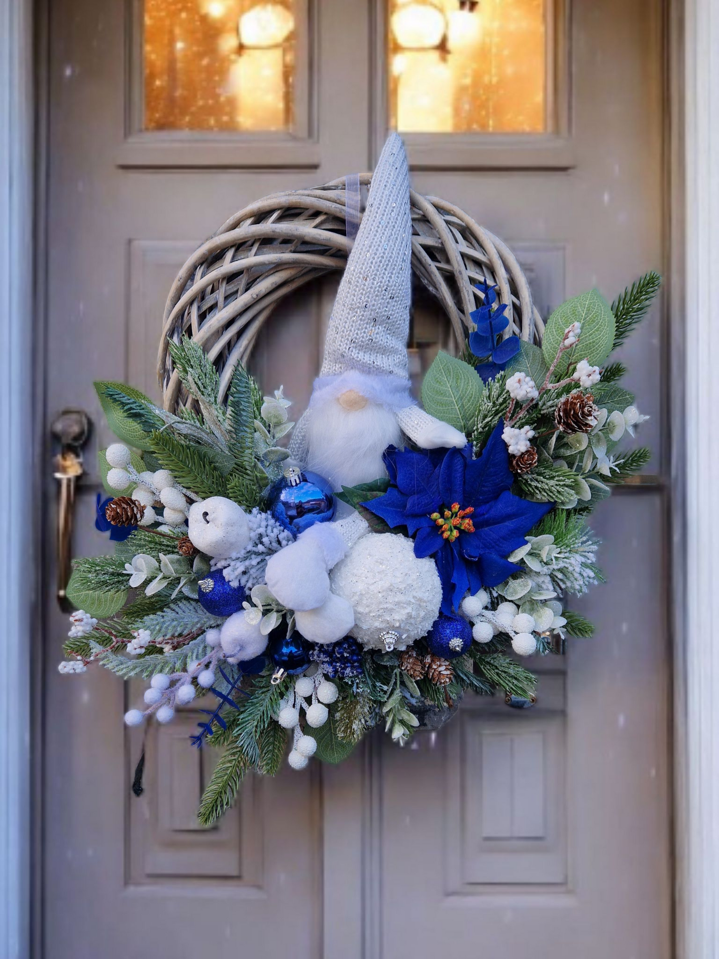 Christmas blue door wreath