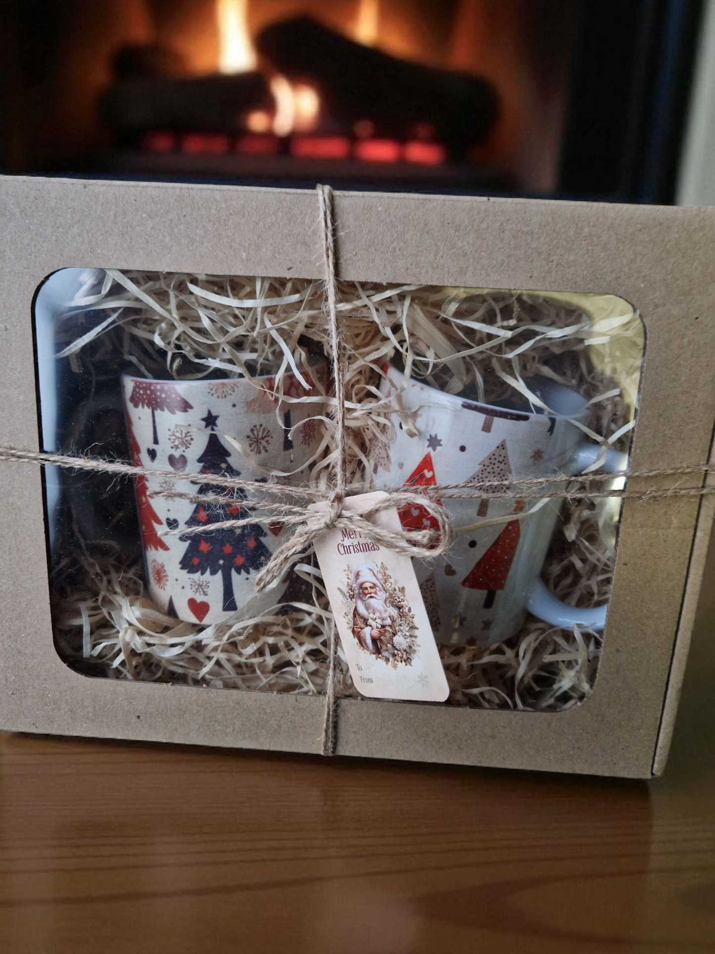 Christmas trees mugs gift box